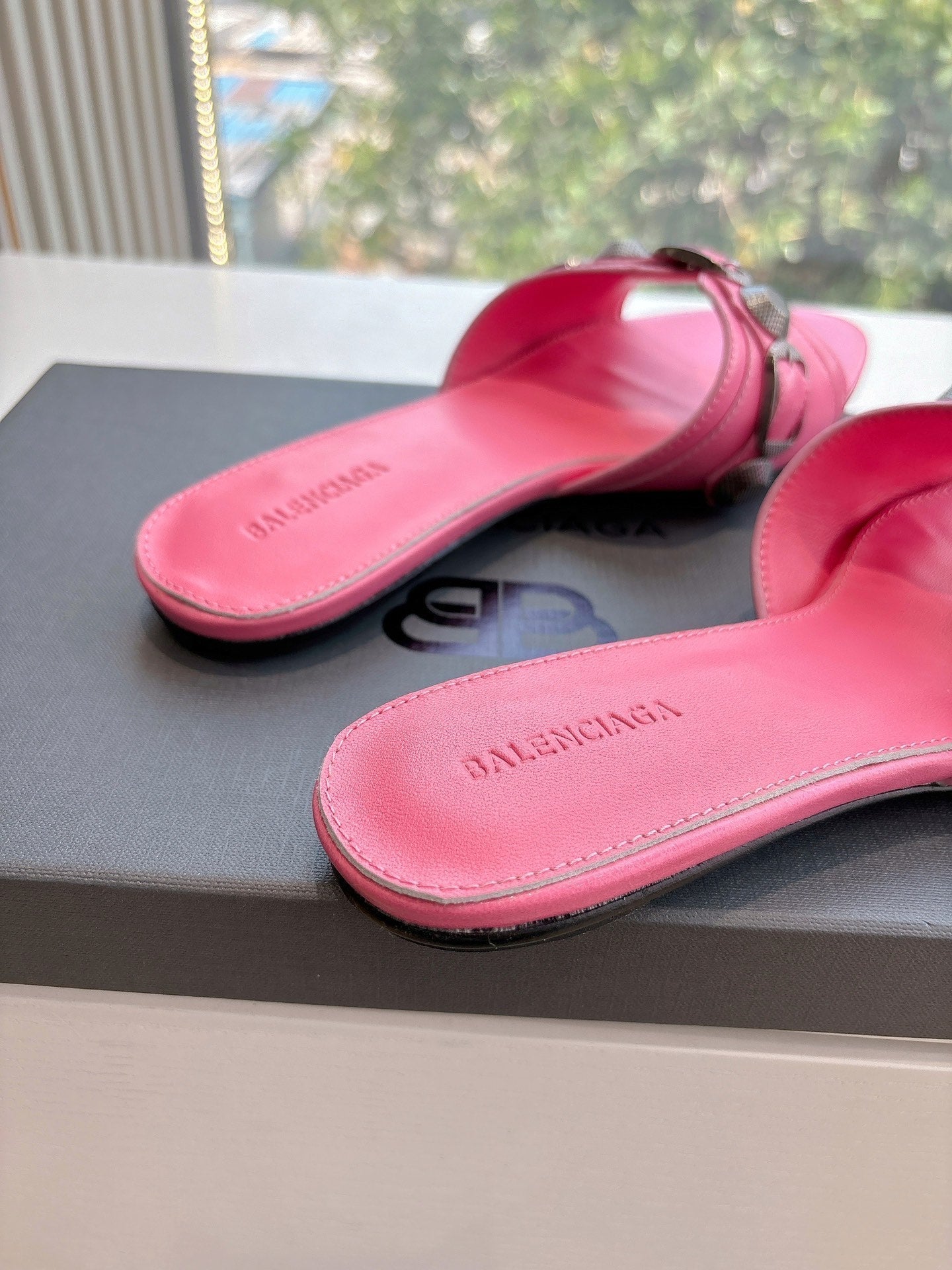 CAGOLE FLAT MULES IN FRENCH PINK CALFSKIN - 34