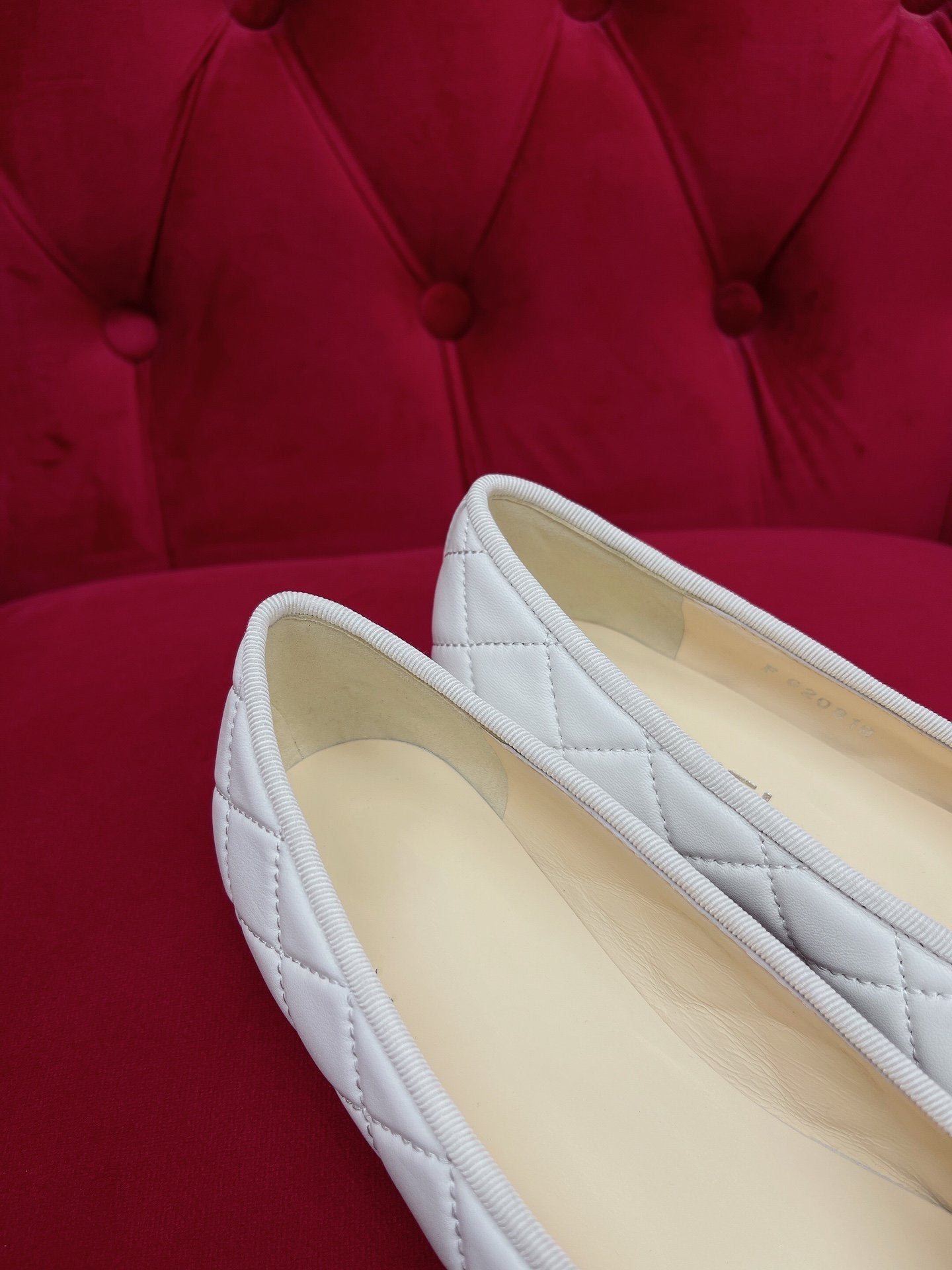 ballet flat black white quilted lambskin - 35