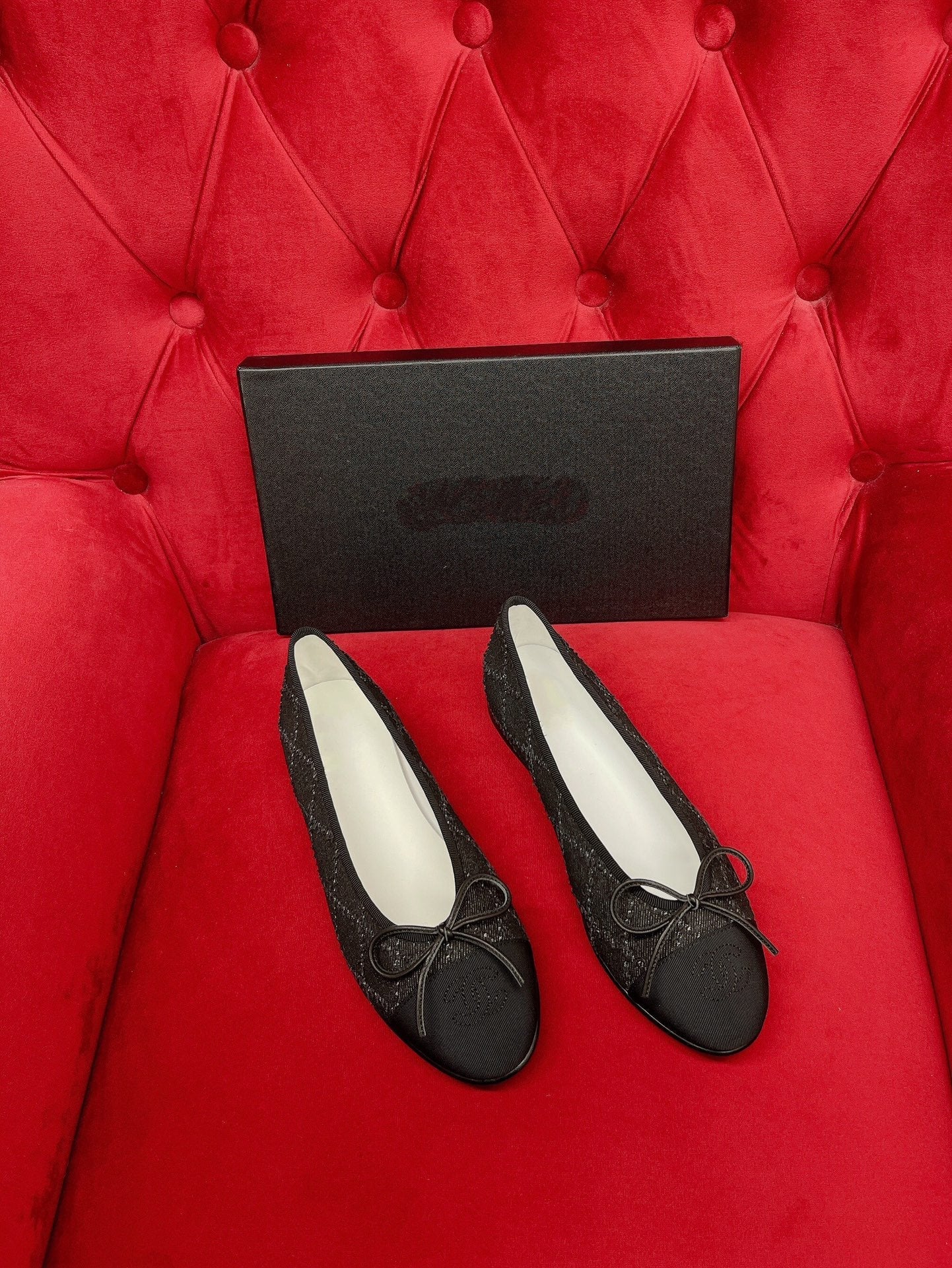 ballet flat black denim grosgrain - 35