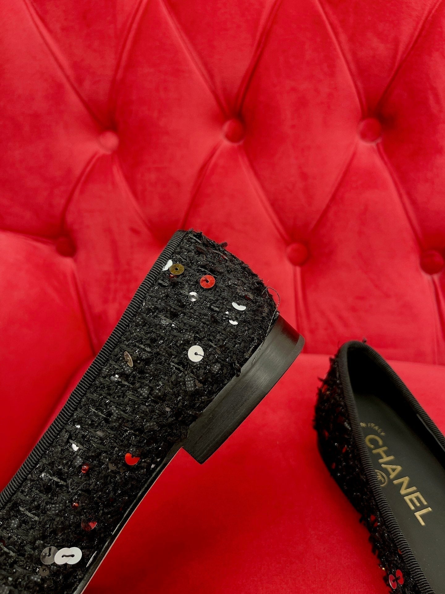 ballet flat black gold tweed metal calfskin - 35