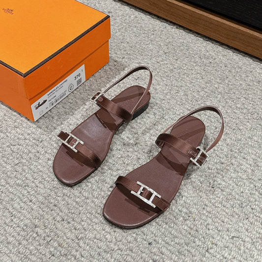 BUCKLE SANDAL CHOCOLATE CALFSKIN - 35