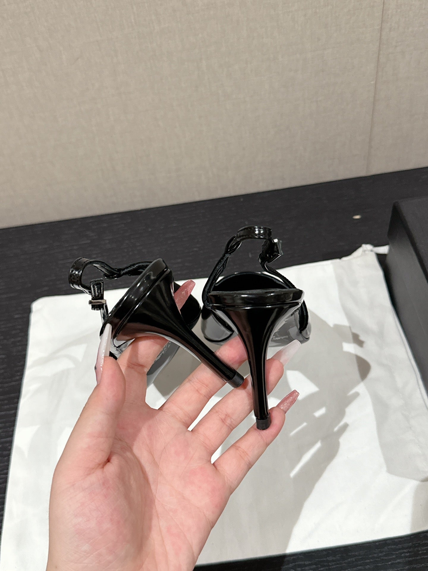 SL CHERISH SLINGBACK 75 BLACK CALFSKIN - 35