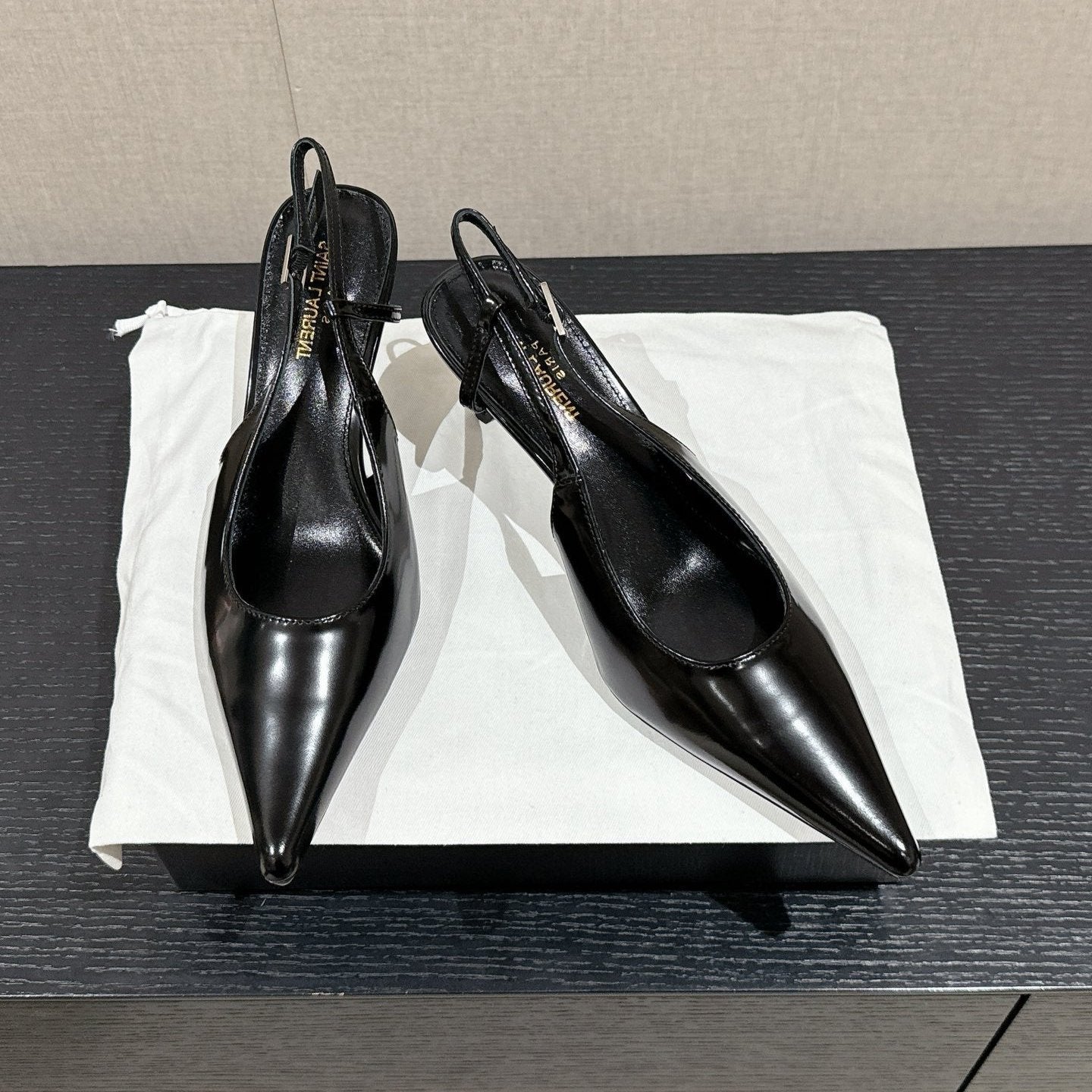 SL CHERISH SLINGBACK 75 BLACK CALFSKIN - 35