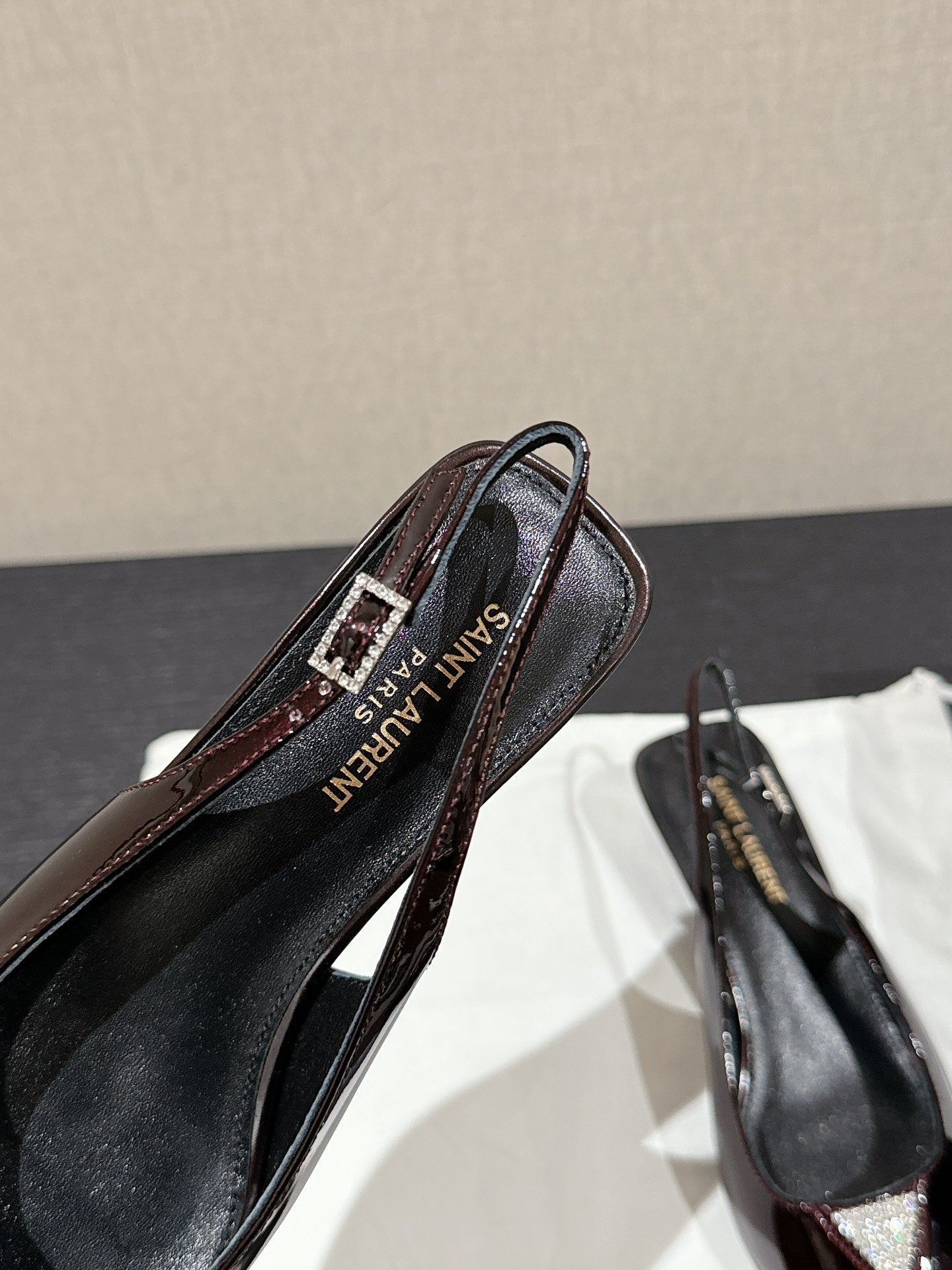 SL CHERISH CRYSTAL SLINGBACK WINE CALFSKIN - 35