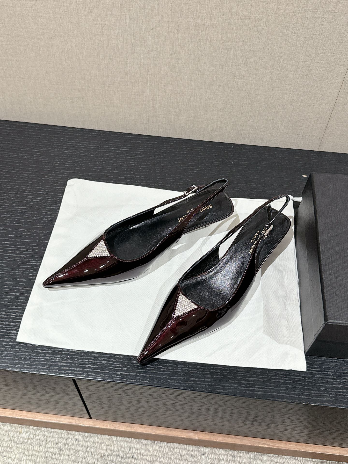SL CHERISH CRYSTAL SLINGBACK WINE CALFSKIN - 35