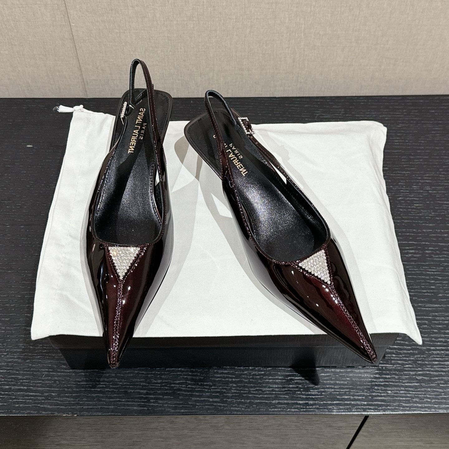 SL CHERISH CRYSTAL SLINGBACK WINE CALFSKIN - 35