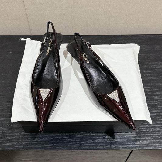 SL CHERISH CRYSTAL SLINGBACK WINE CALFSKIN - 35