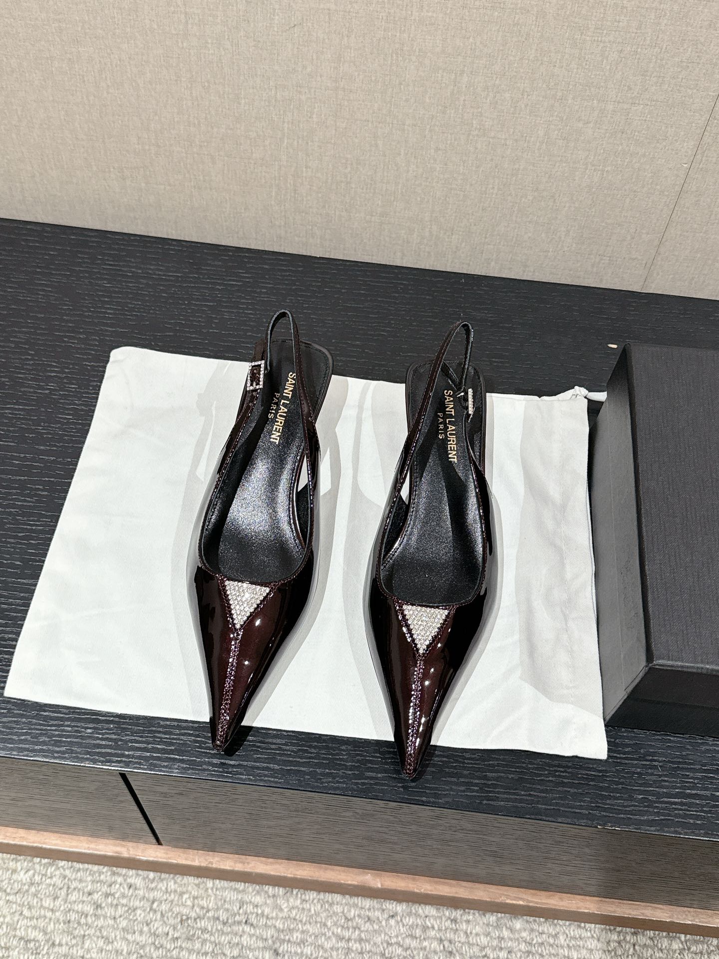 SL CHERISH CRYSTAL SLINGBACK WINE CALFSKIN - 35