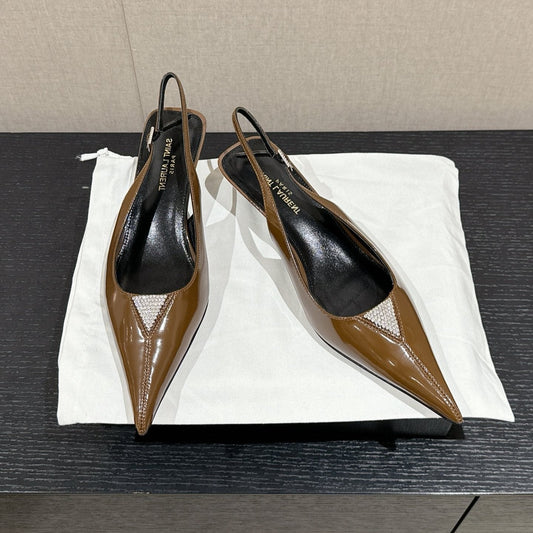 SL CHERISH CRYSTAL SLINGBACK ASH BROWN CALFSKIN - 35