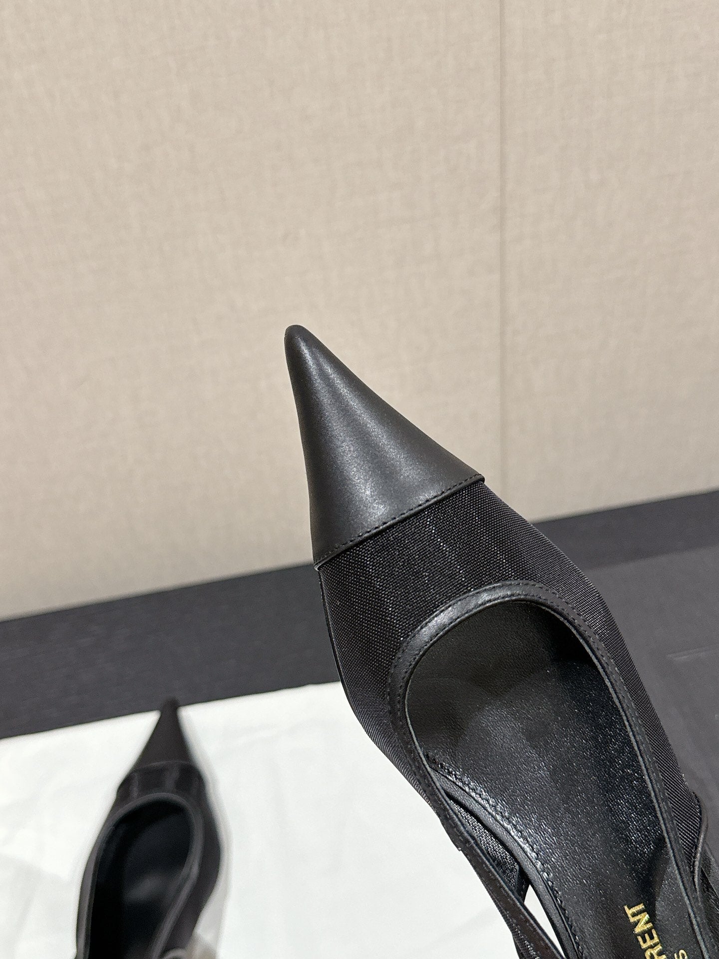SL CHERISH SLINGBACK 45 BLACK MESH AND CALFSKIN - 35