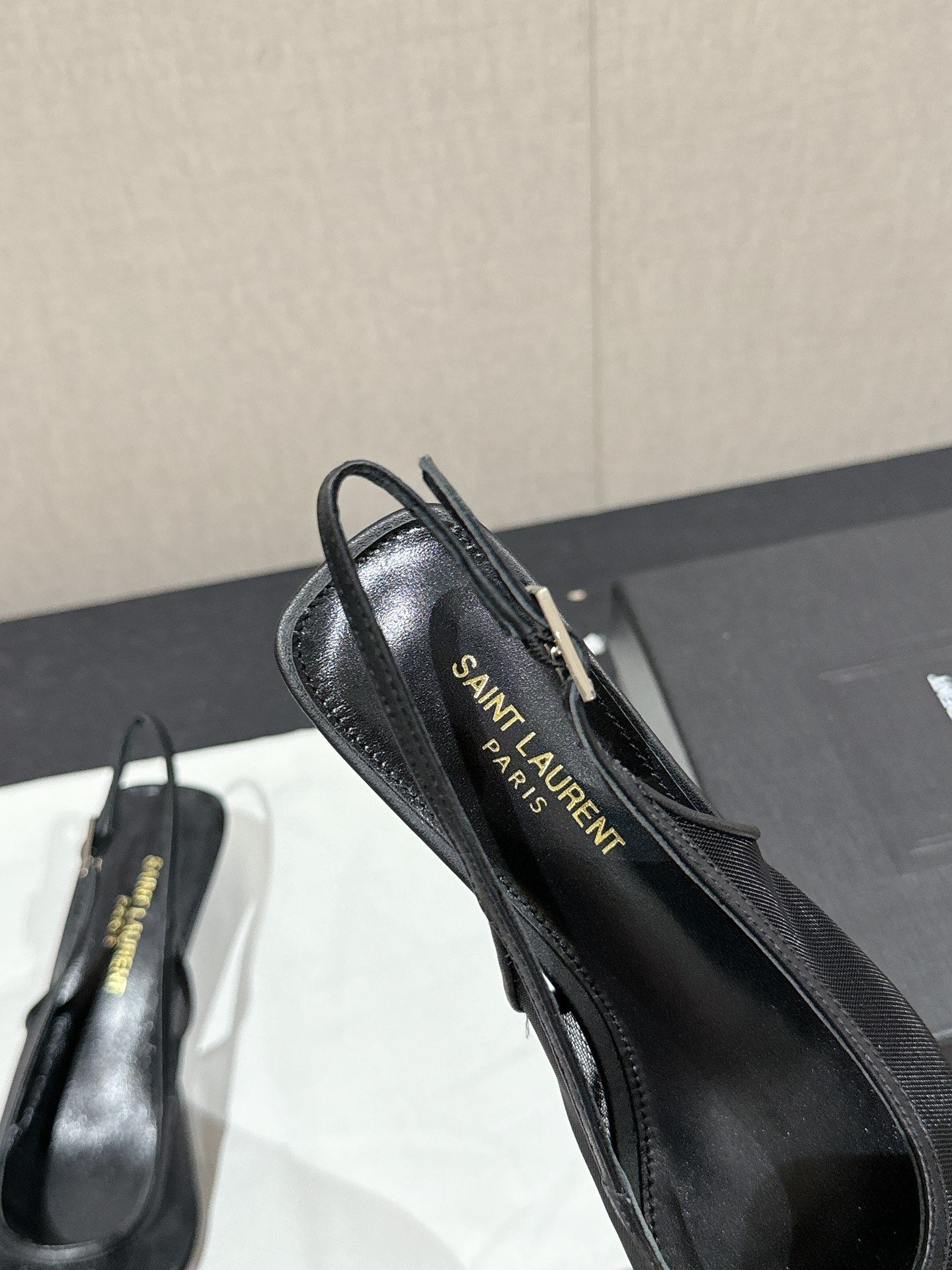 SL CHERISH SLINGBACK 45 BLACK MESH AND CALFSKIN - 35