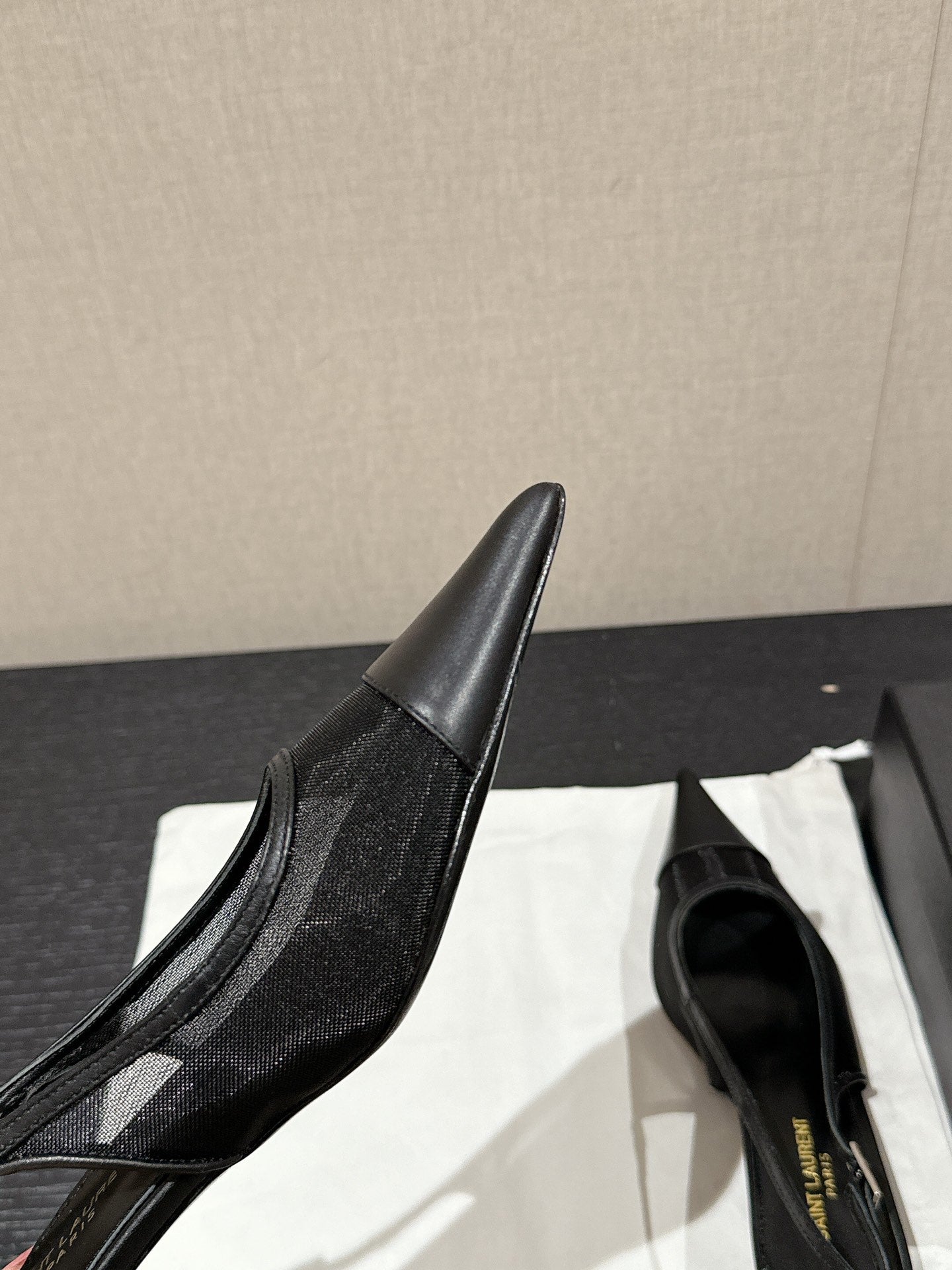 SL CHERISH SLINGBACK 45 BLACK MESH AND CALFSKIN - 35