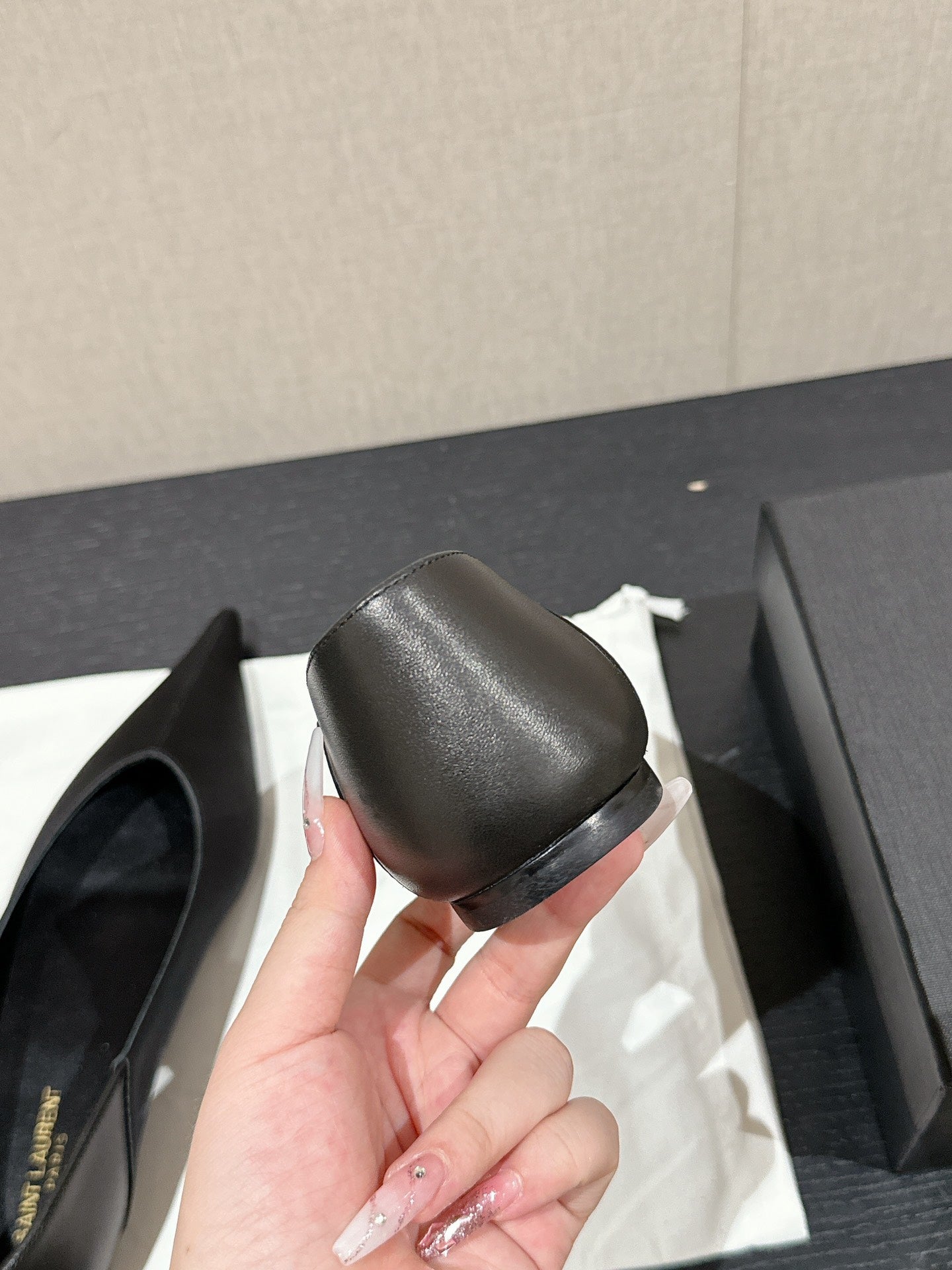 SL NOUR POINTED TOE BALLET BLACK SATIN - 35
