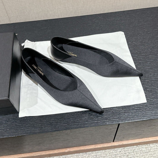 SL NOUR POINTED TOE BALLET BLACK SATIN - 35