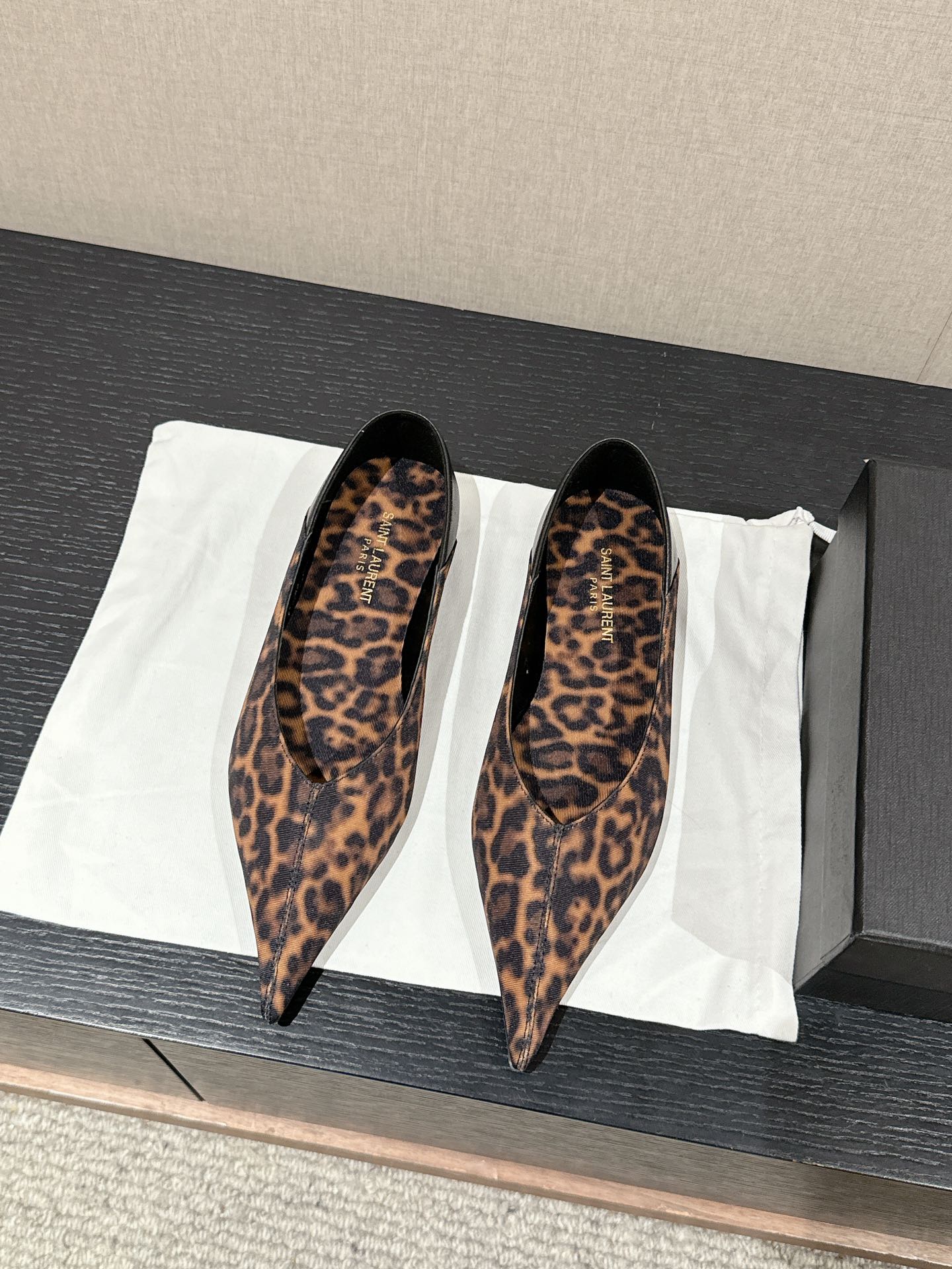 SL NOUR LEOPARD POINTED TOE BALLET AMBER CANVAS - 35