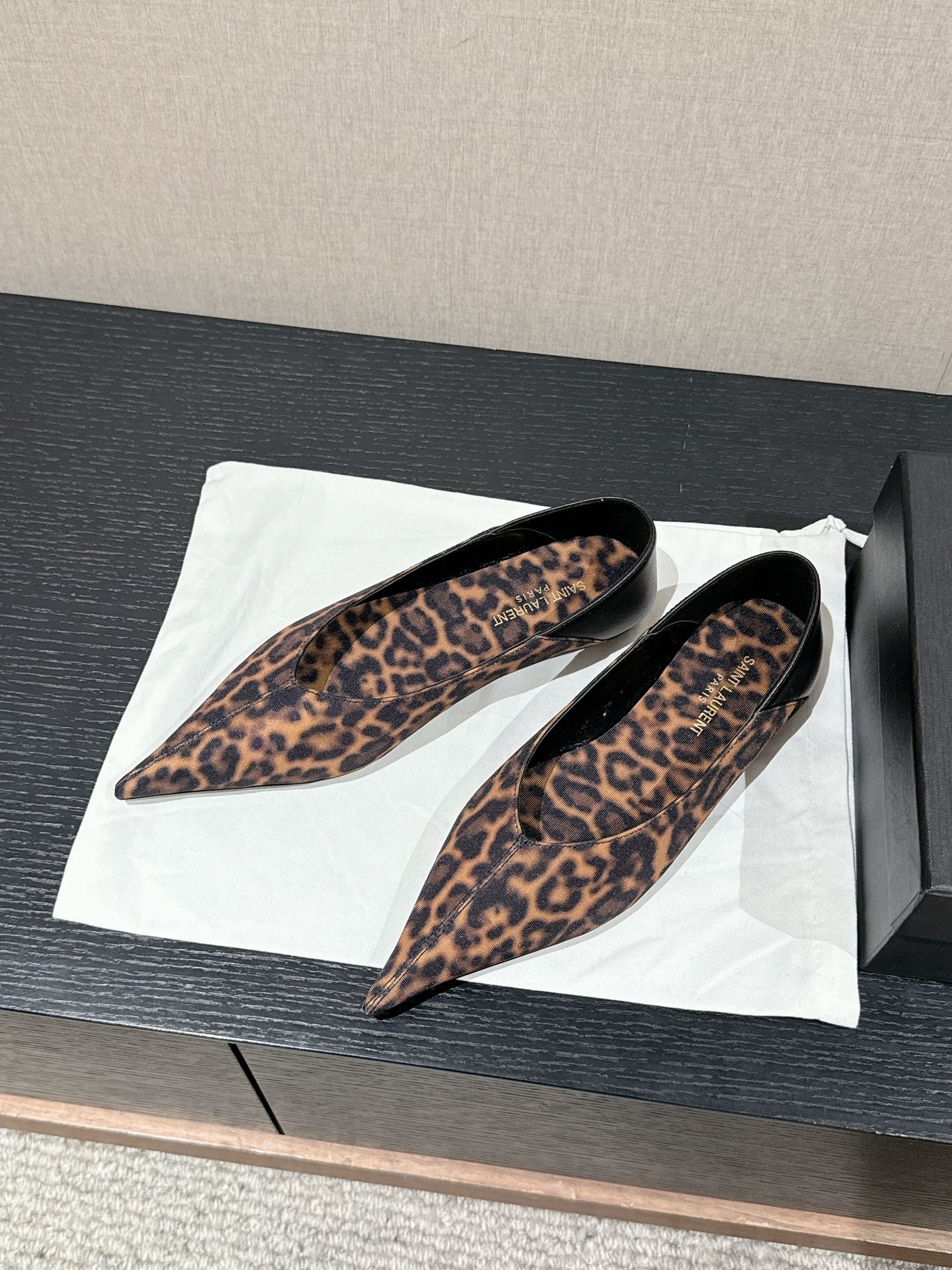 SL NOUR LEOPARD POINTED TOE BALLET AMBER CANVAS - 35