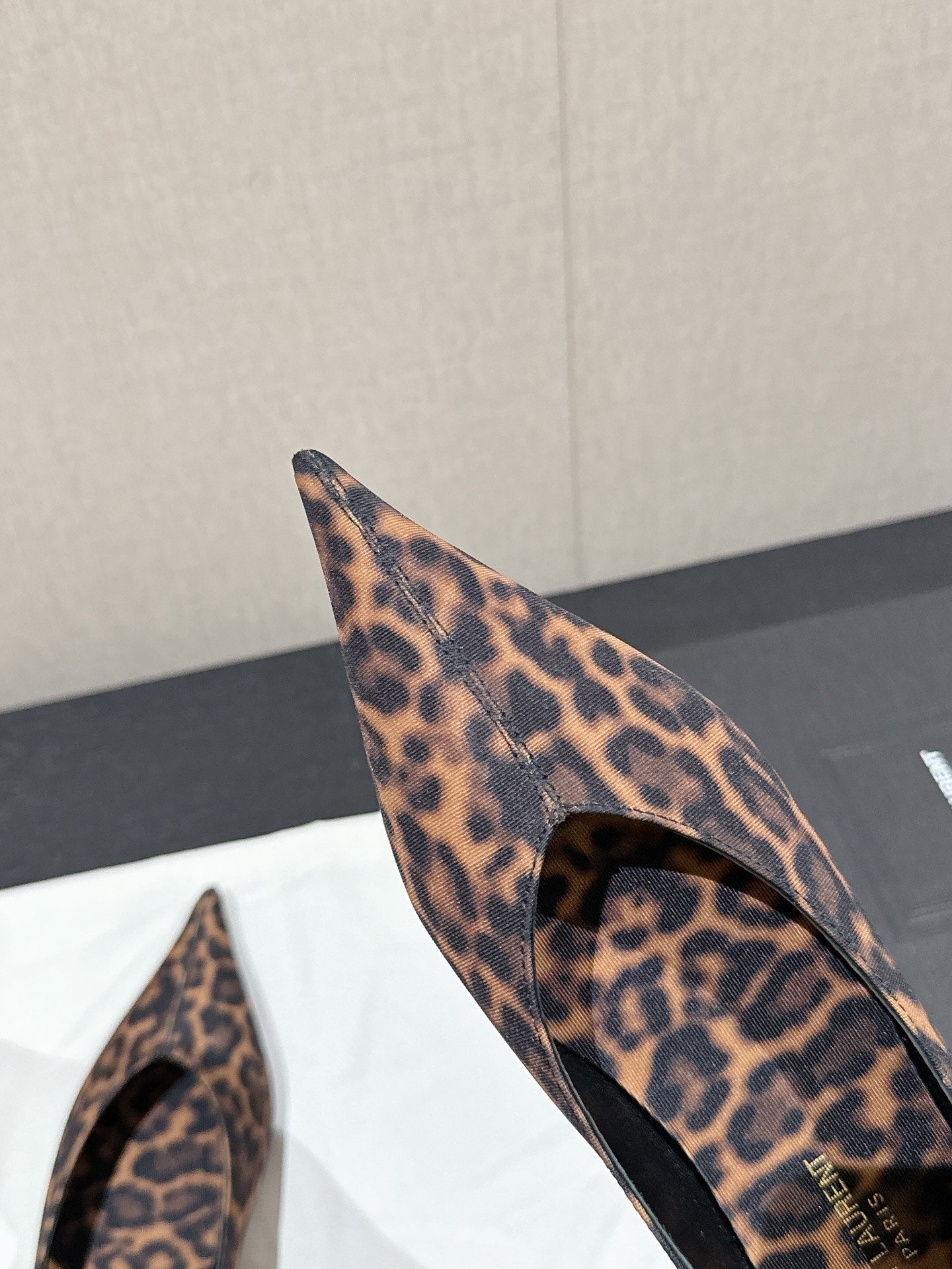 SL NOUR LEOPARD POINTED TOE BALLET AMBER CANVAS - 35
