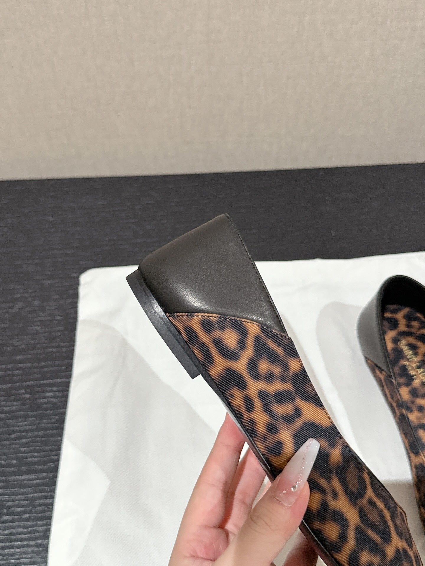 SL NOUR LEOPARD POINTED TOE BALLET AMBER CANVAS - 35