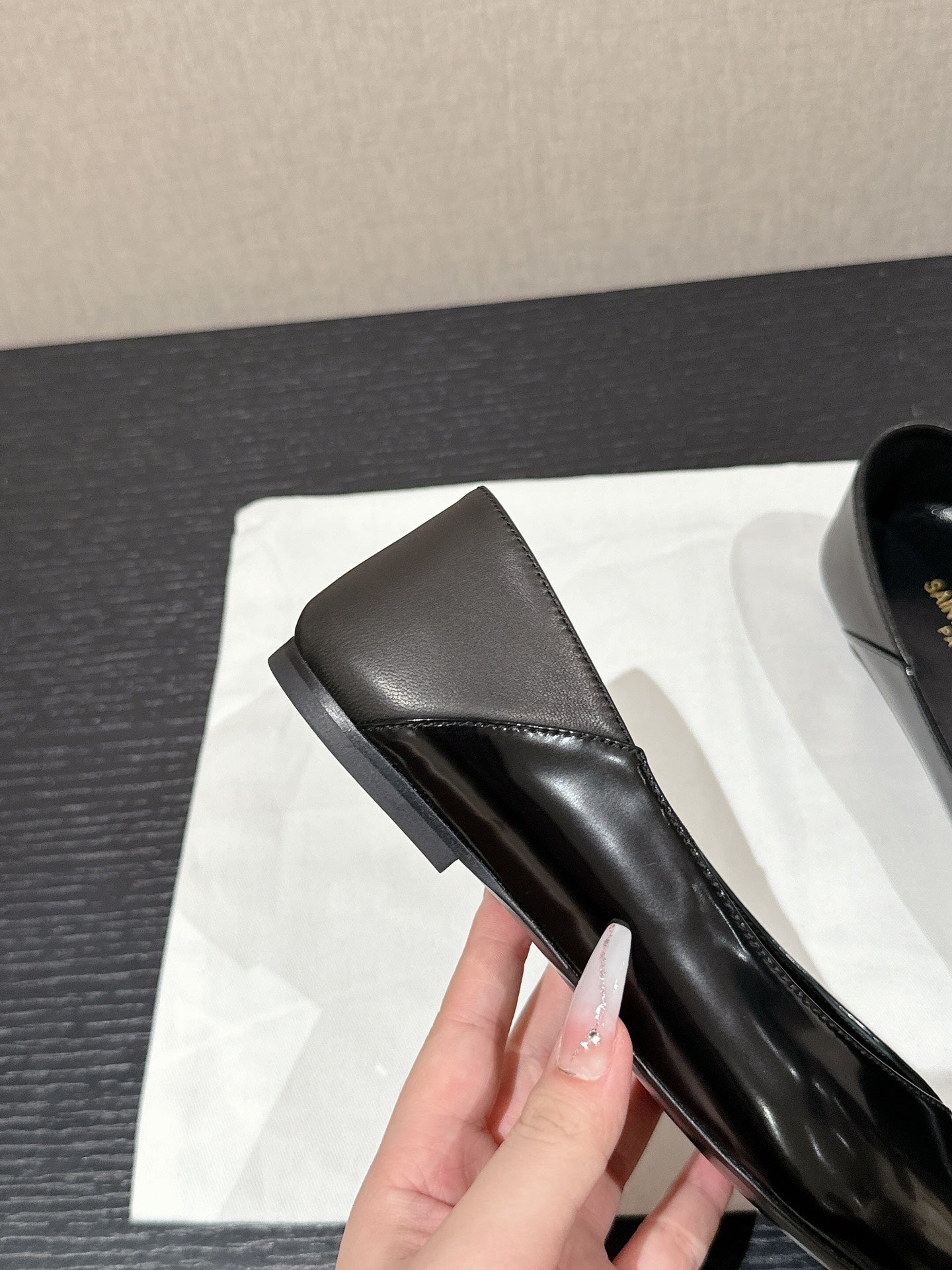 SL NOUR POINTED TOE BALLET BLACK CALFSKIN - 35