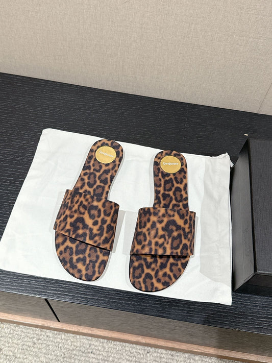 SL CARLYLE LEOPARD SLIPPERS AMBER CANVAS - 35