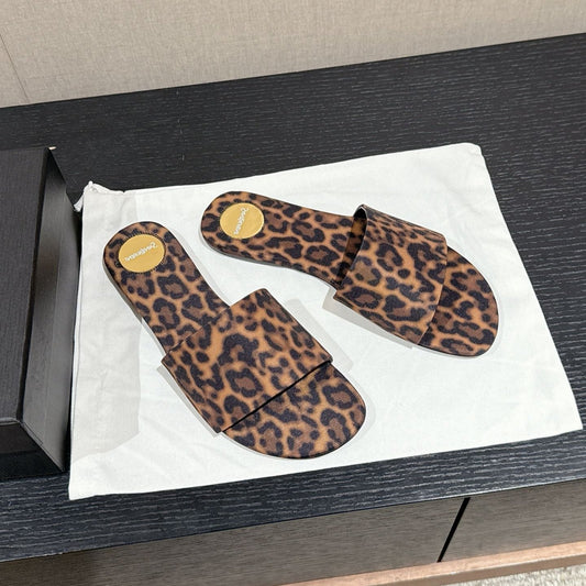 SL CARLYLE LEOPARD SLIPPERS AMBER CANVAS - 35