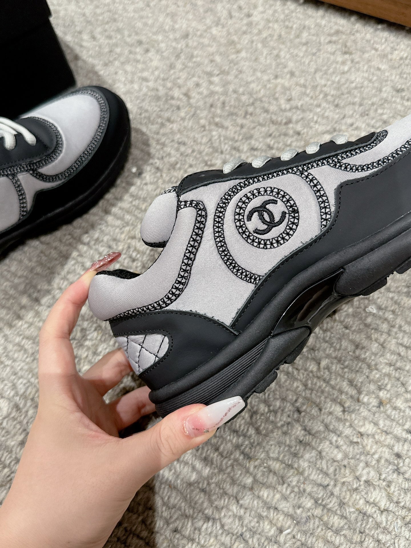 CLASSIC TRAINER IN GREY MIX BLACK FABRIC - 35