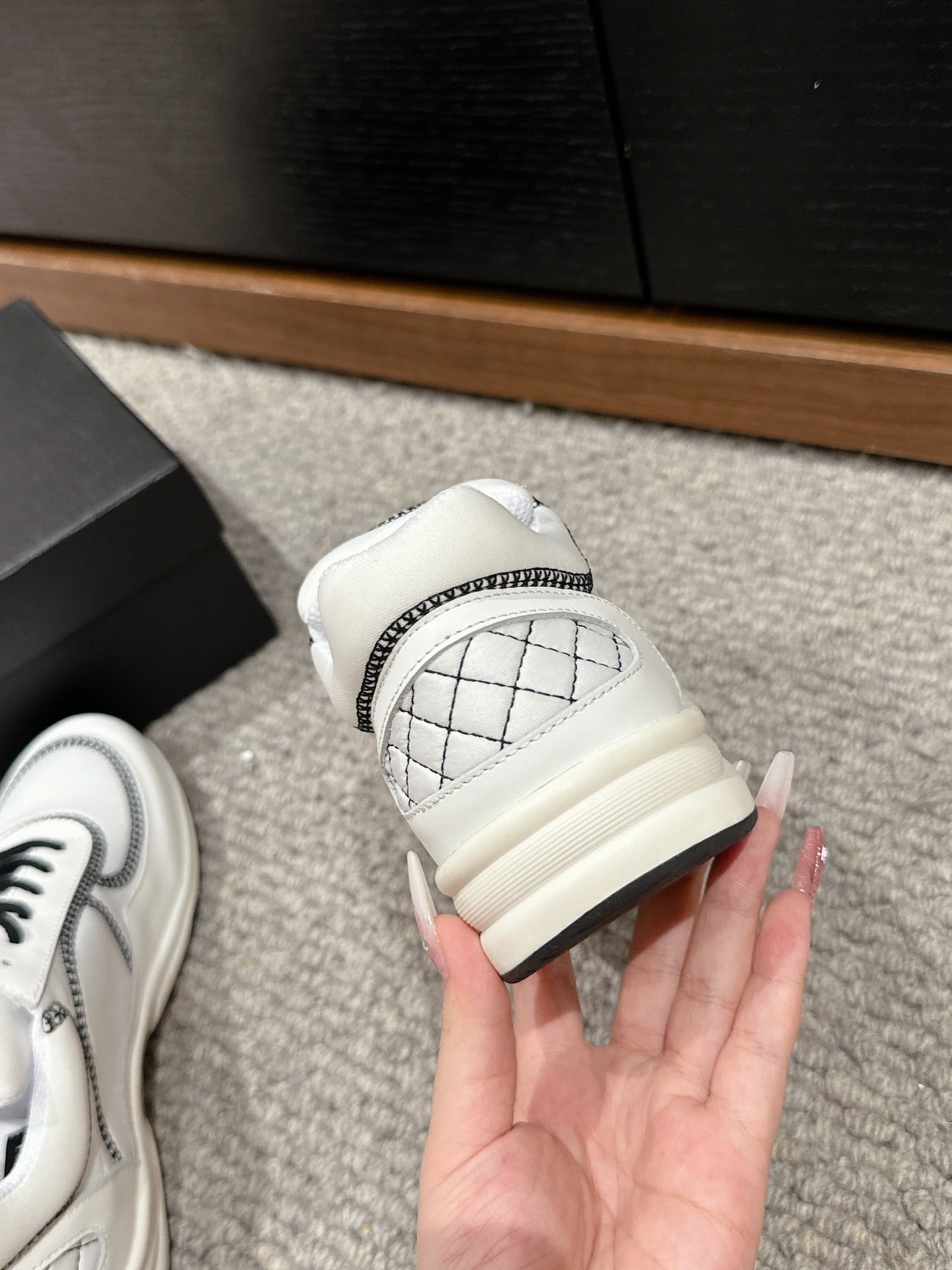 CLASSIC TRAINER IN WHITE MIX BLACK FABRIC - 35