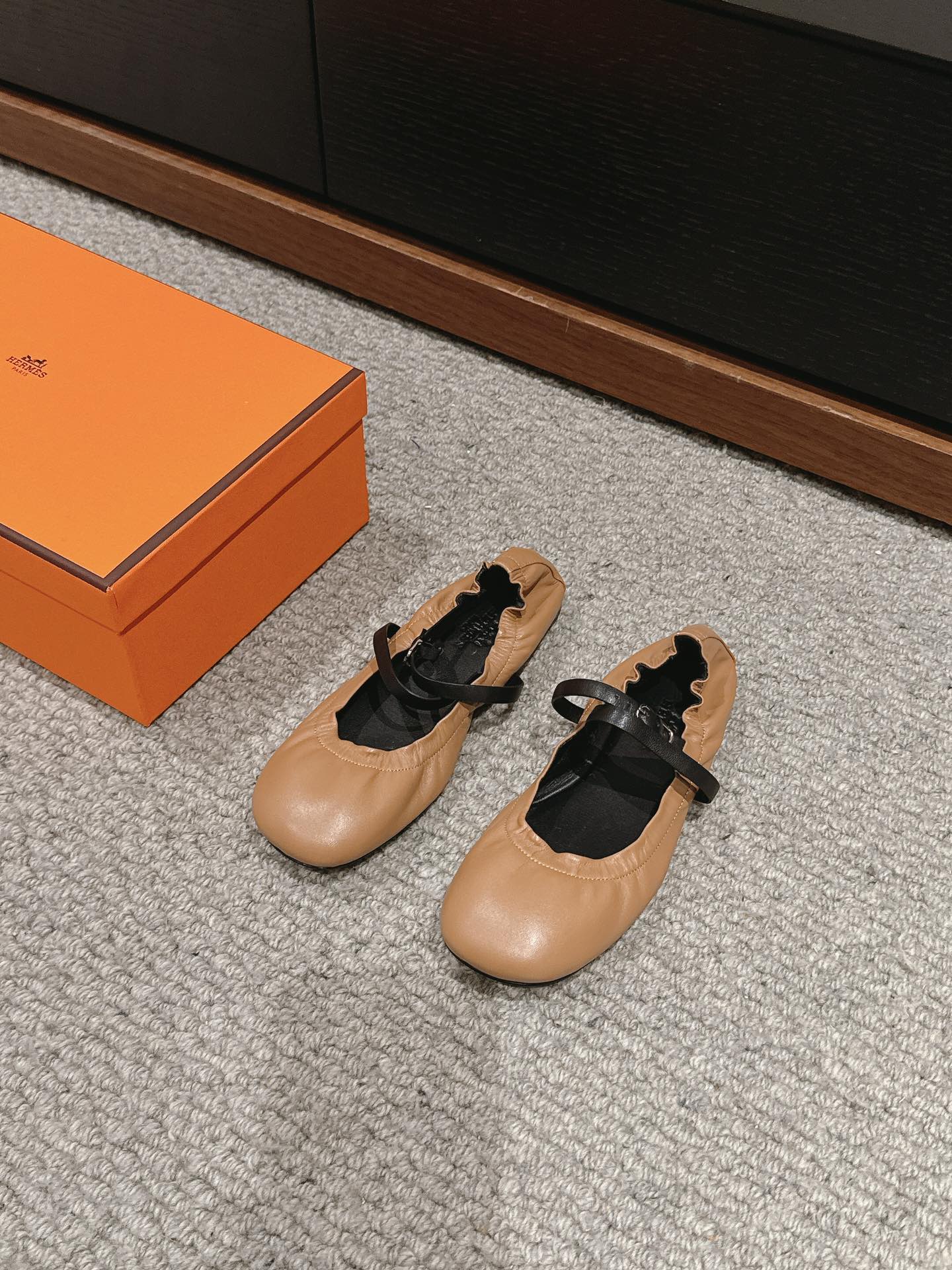 BALLERINA BALLET FLAT BRIGHT BROWN LAMBSKIN - 35