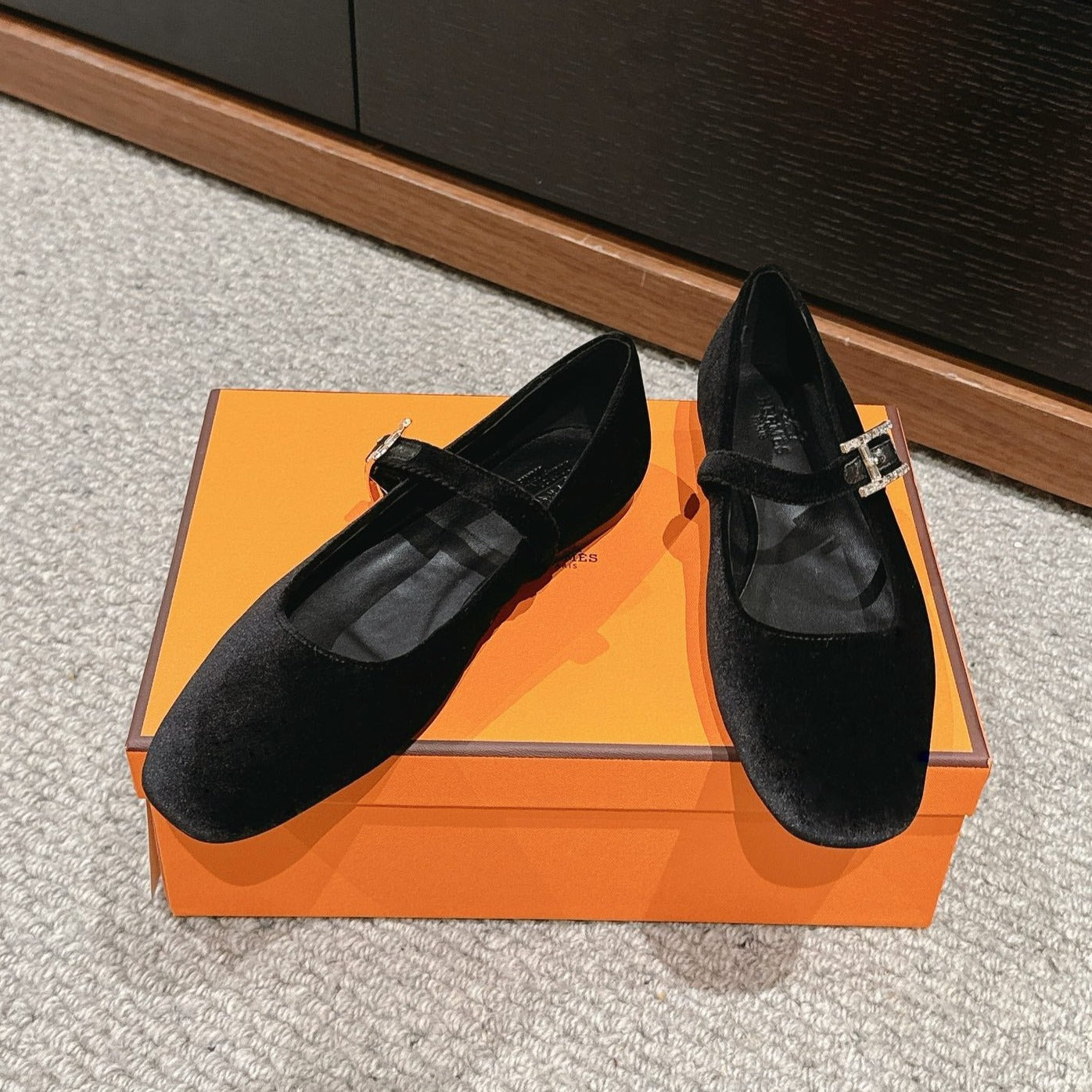 JANE BALLET FLAT BLACK VELVET - 35