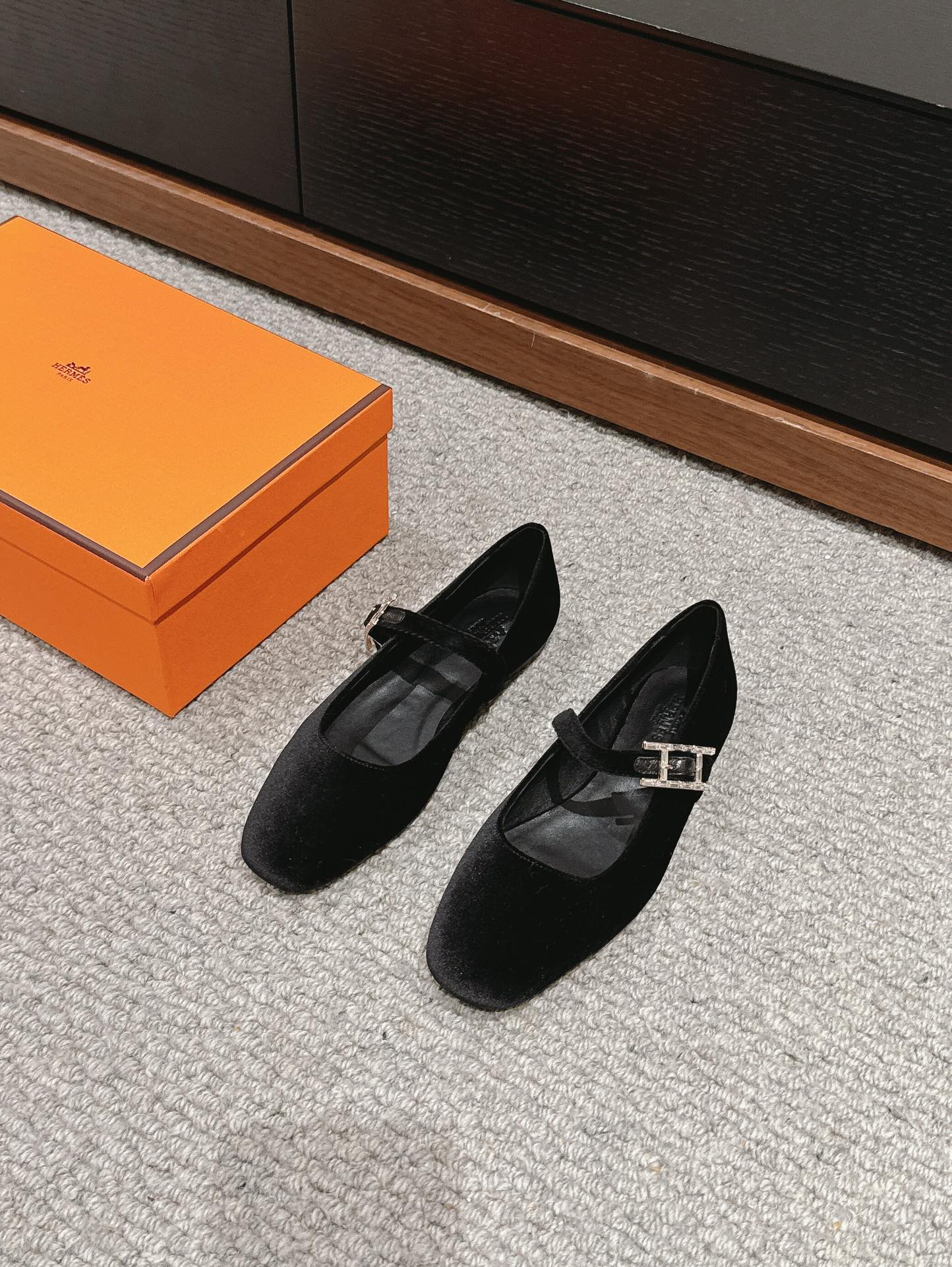 JANE BALLET FLAT BLACK VELVET - 35