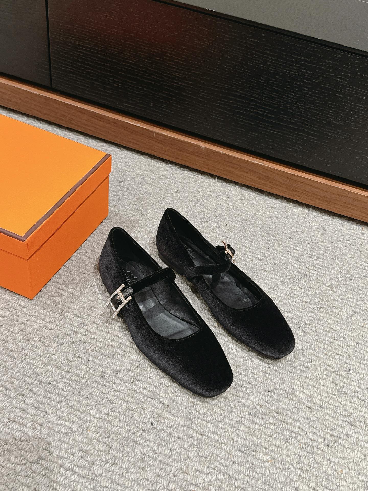JANE BALLET FLAT BLACK VELVET - 35