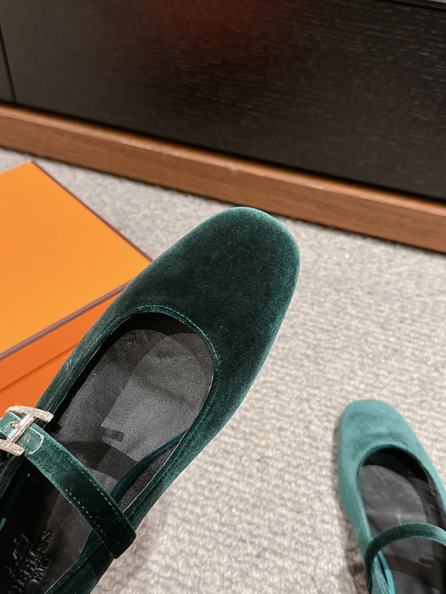 JANE BALLET FLAT CASTLETON GREEN VELVET - 35