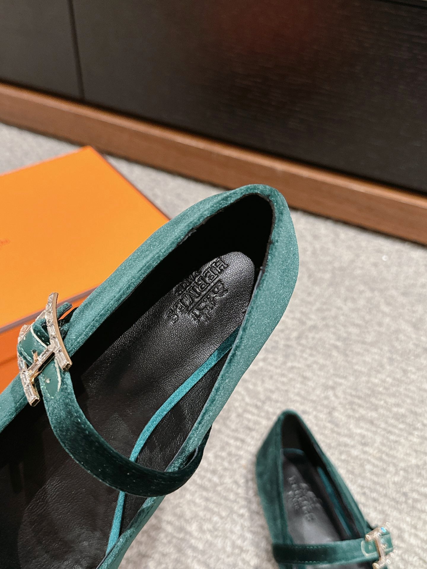 JANE BALLET FLAT CASTLETON GREEN VELVET - 35