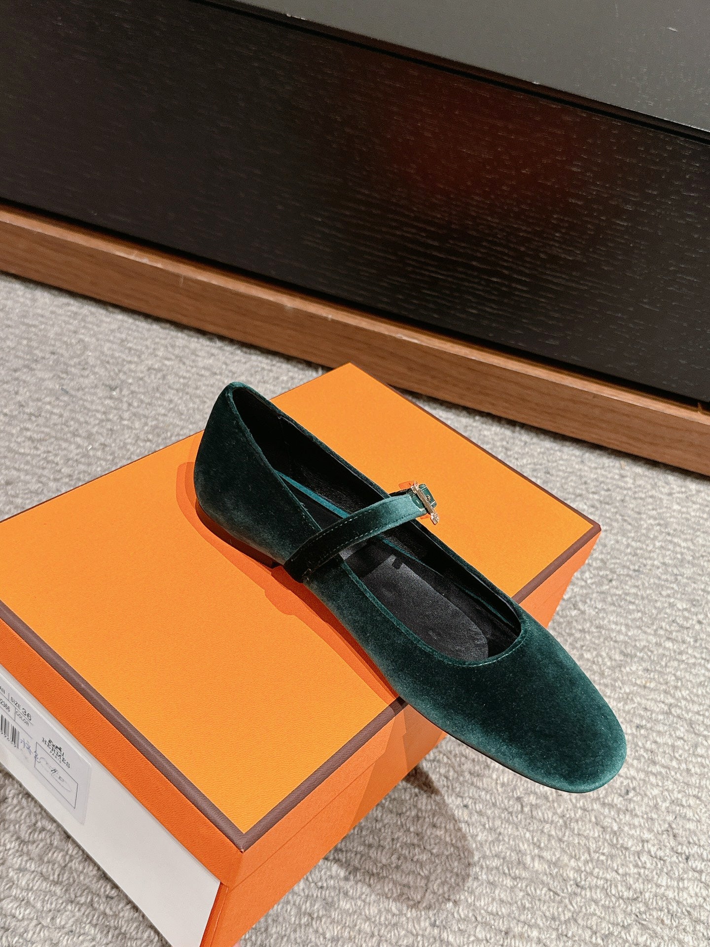 JANE BALLET FLAT CASTLETON GREEN VELVET - 35