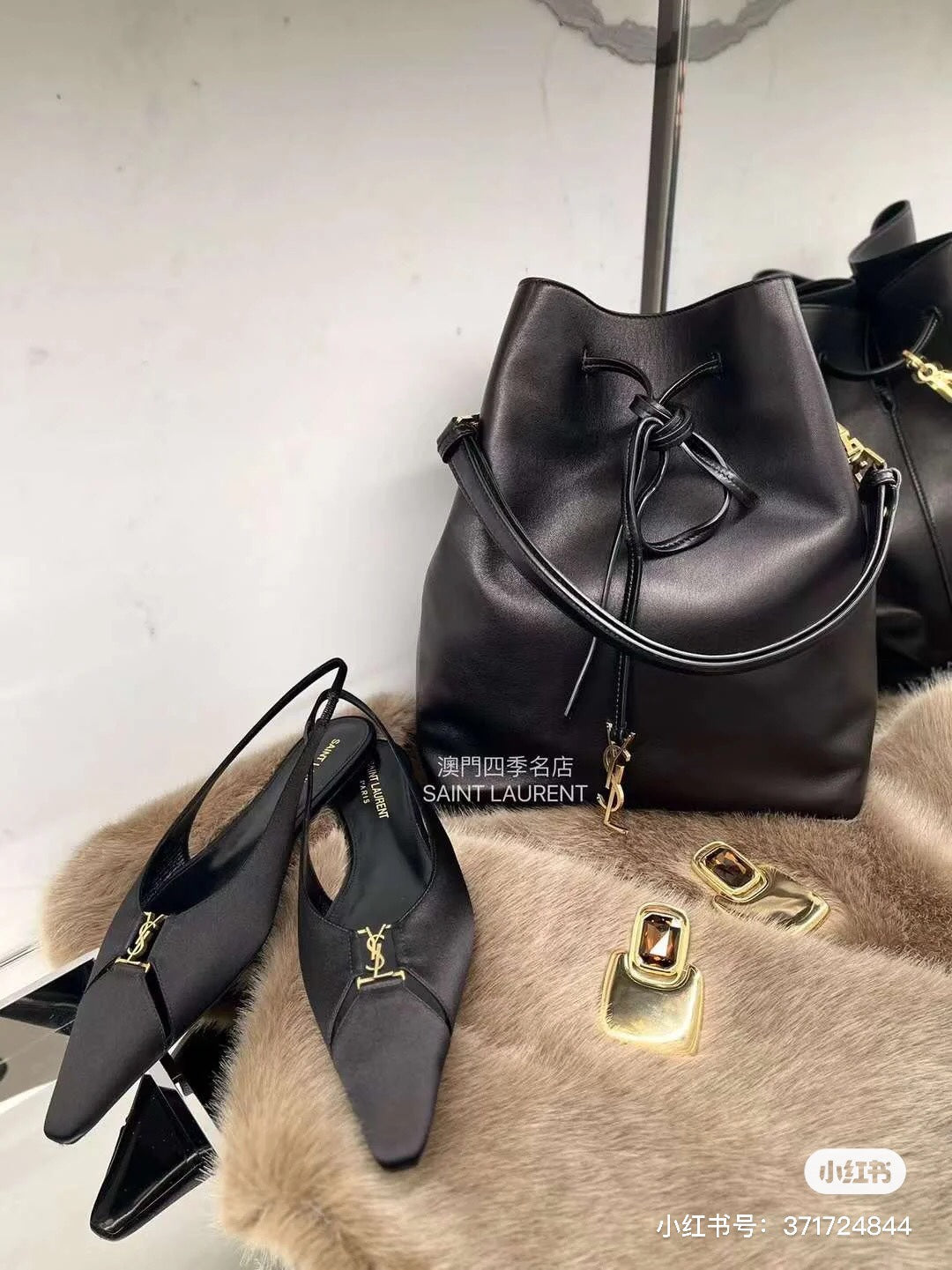 SL BABYLONE SLINGBACK FLAT BLACK SATIN CREPE - 35