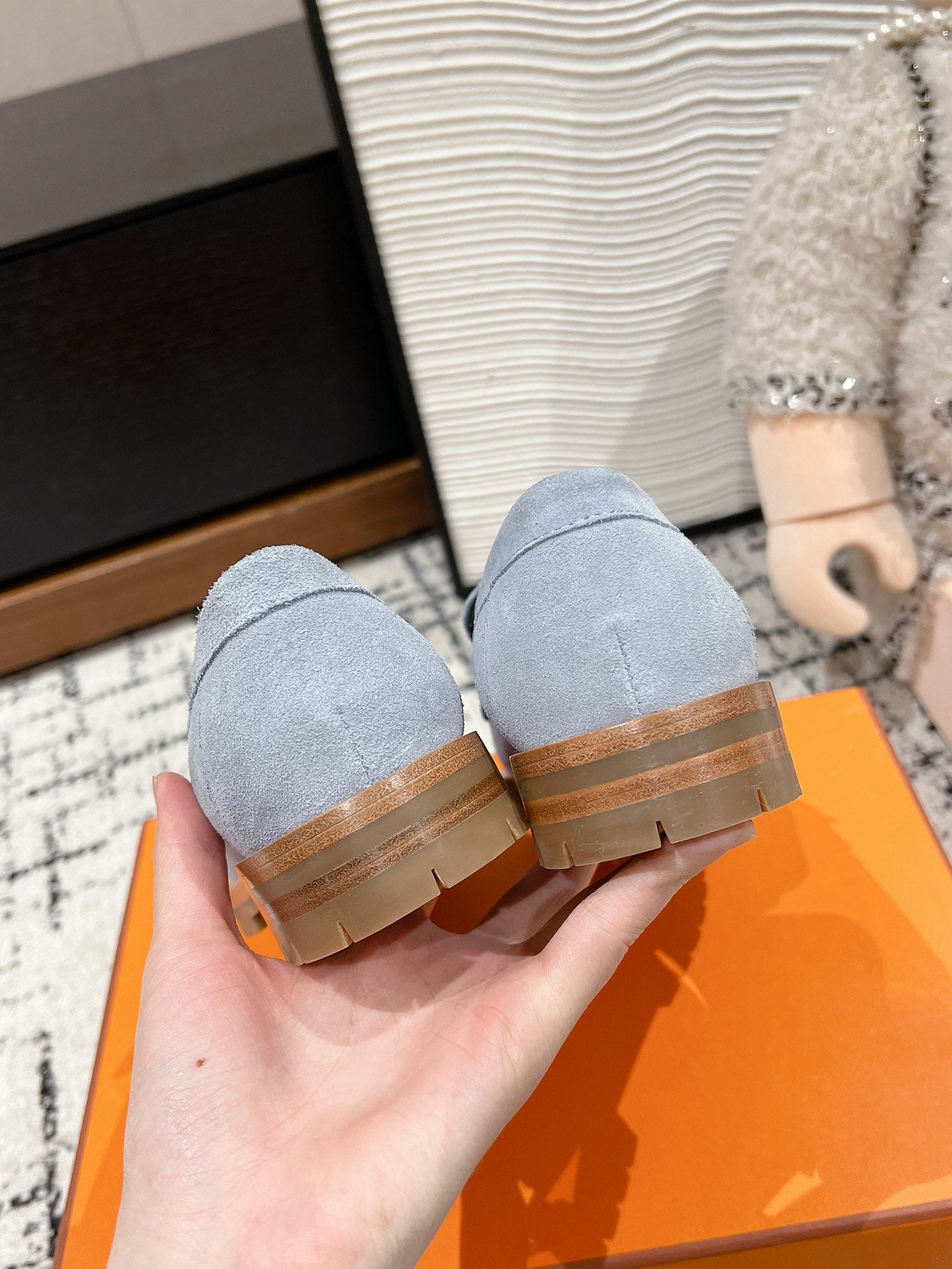 HM PARIS LOAFER IN BLUE SUEDE BLUE HARDWARE - 35