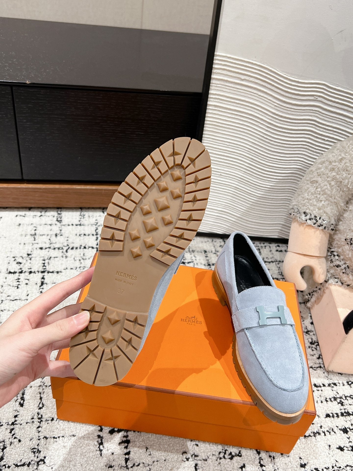 HM PARIS LOAFER IN BLUE SUEDE BLUE HARDWARE - 35