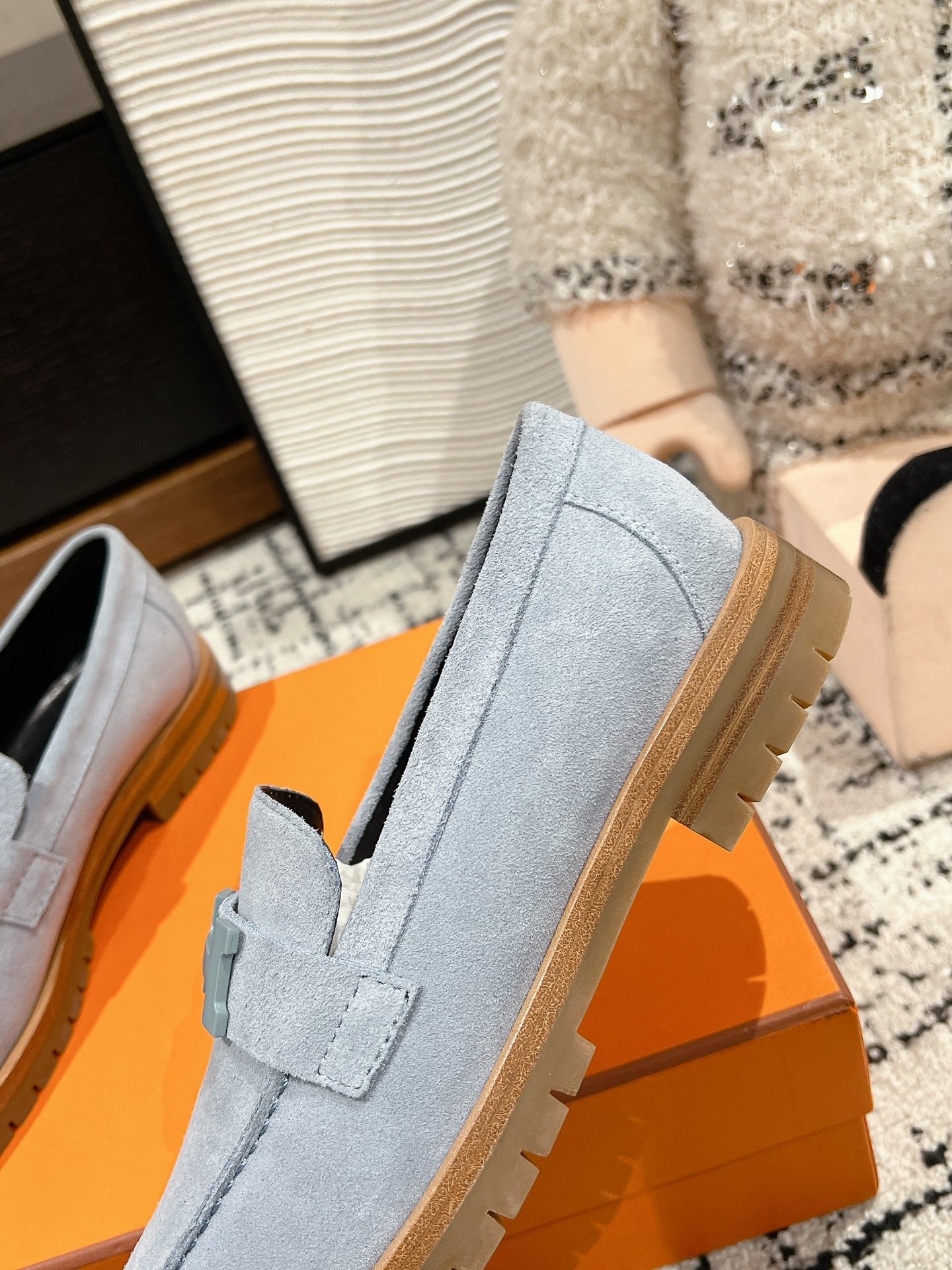 HM PARIS LOAFER IN BLUE SUEDE BLUE HARDWARE - 35