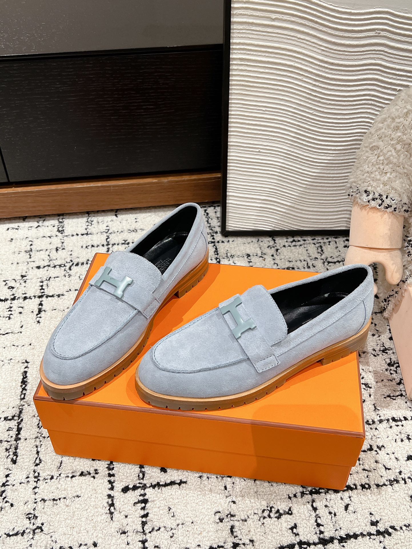 HM PARIS LOAFER IN BLUE SUEDE BLUE HARDWARE - 35