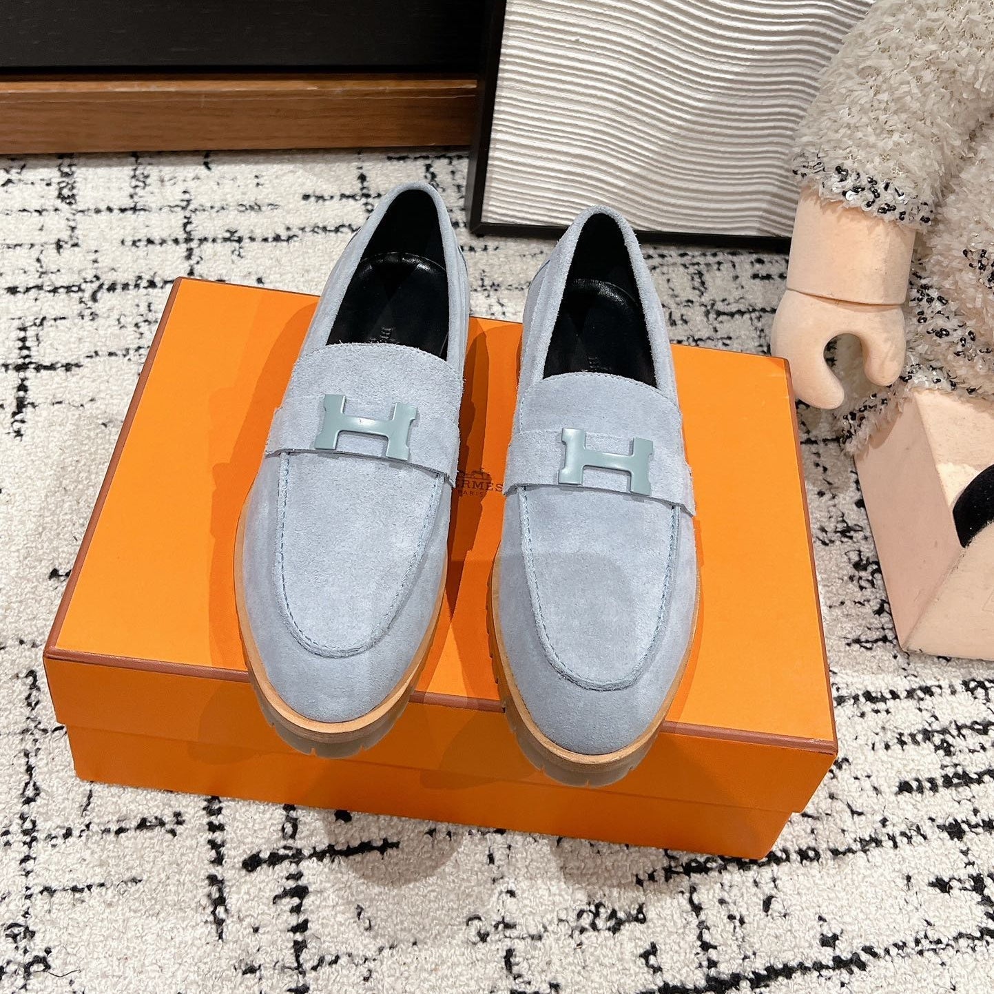 HM PARIS LOAFER IN BLUE SUEDE BLUE HARDWARE - 35