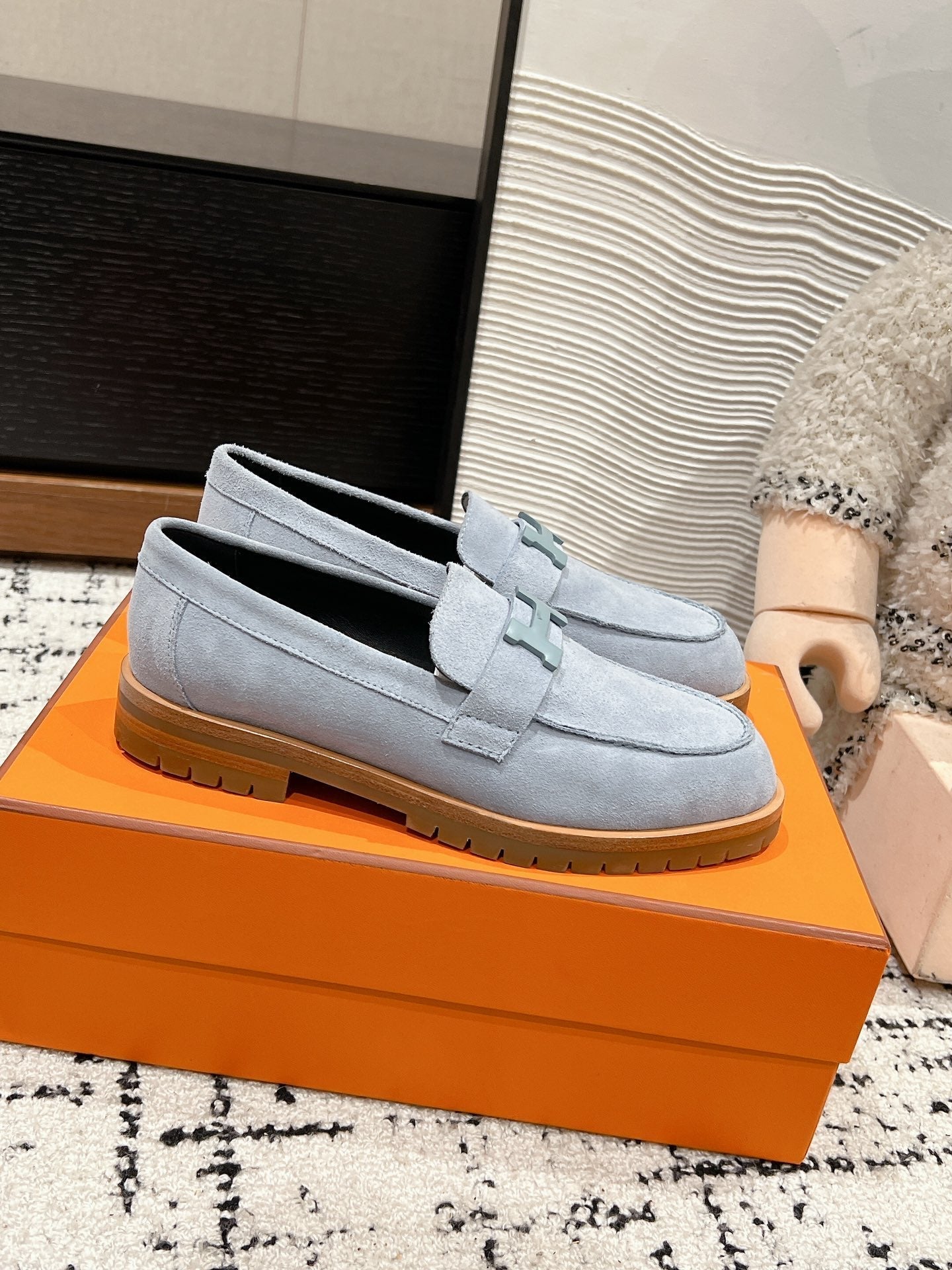 HM PARIS LOAFER IN BLUE SUEDE BLUE HARDWARE - 35