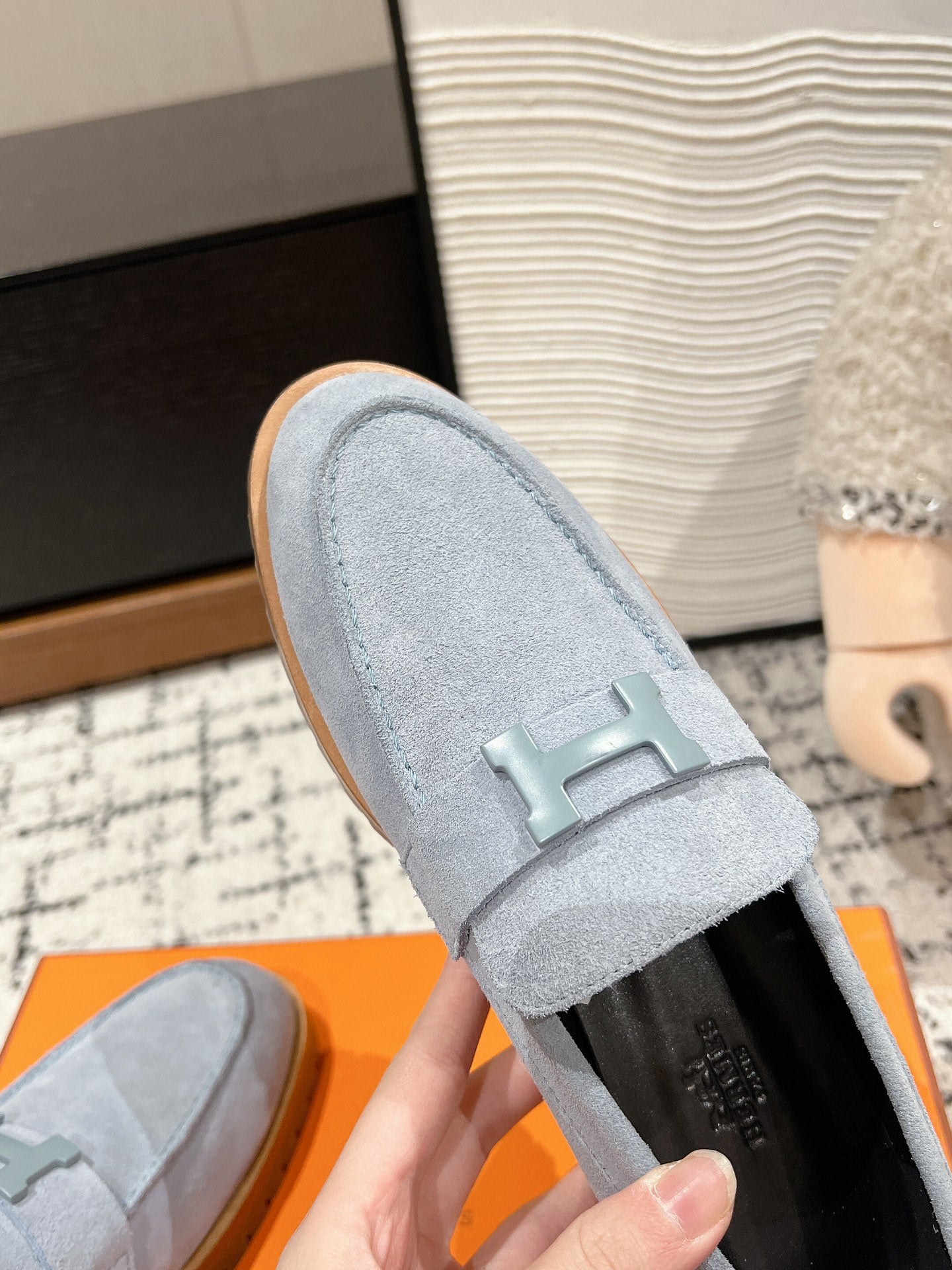 HM PARIS LOAFER IN BLUE SUEDE BLUE HARDWARE - 35