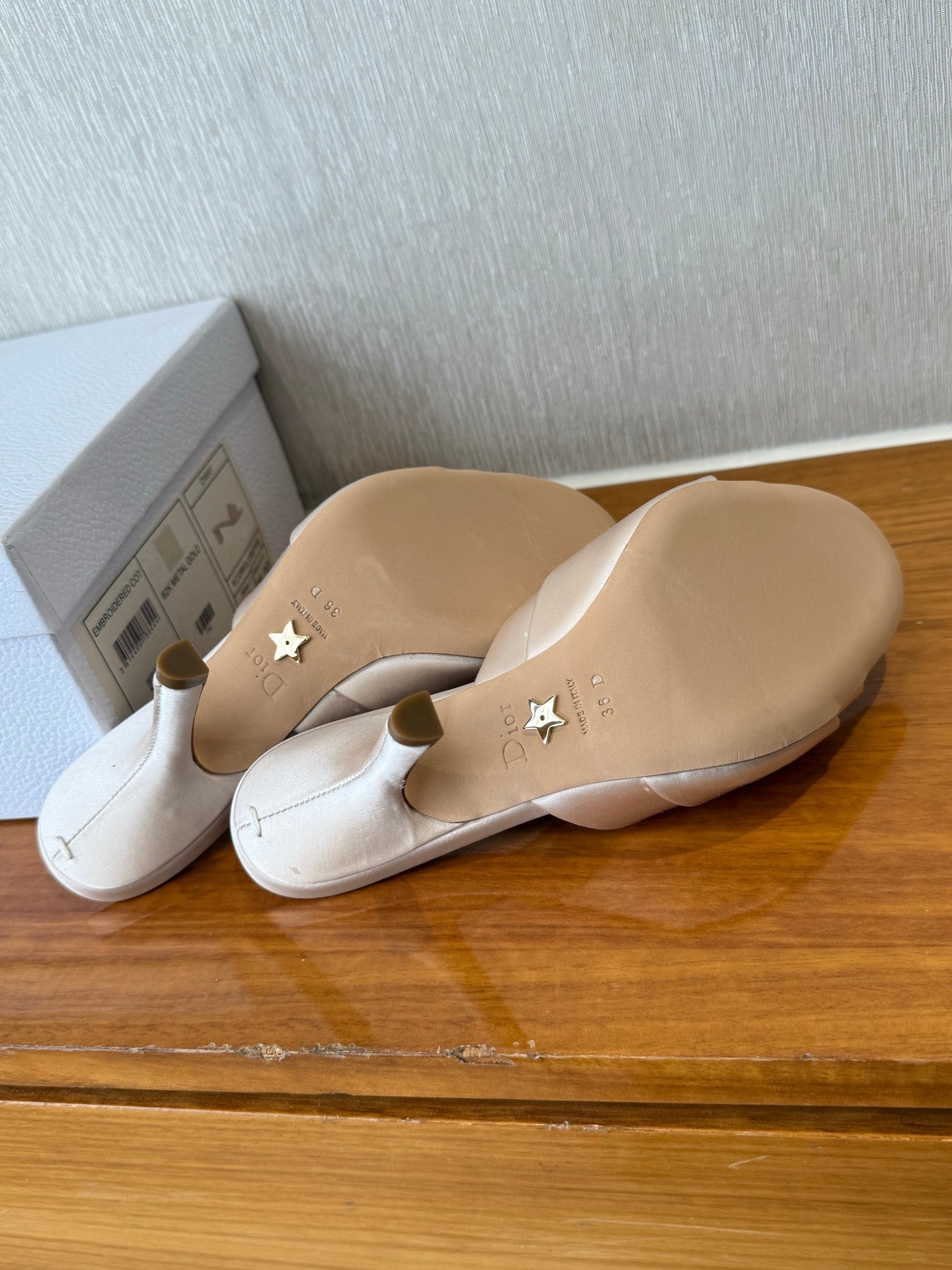 PEEP TOE SANDAL 25S HEELS 10CM IN PALE PINK BEIGE SATIN - 35
