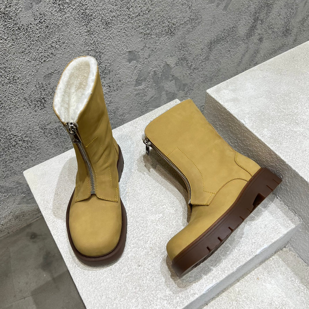 BOTTINE HADDOCK BOOTS IN CITRINE YELLOW SUEDE - 35