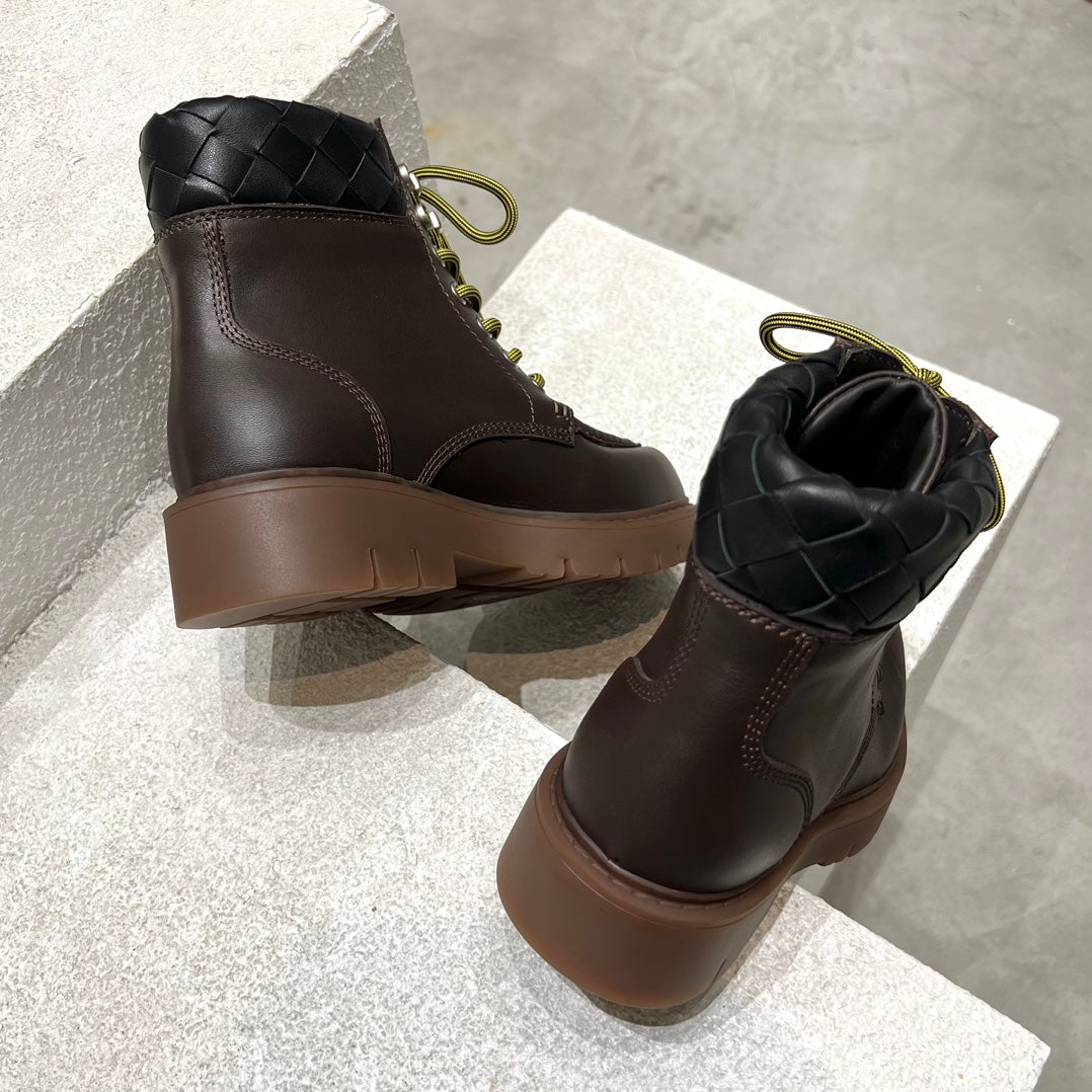 HADDOCK LACE-UP ANKLE BOOT IN CHOCOLATE BROWN CALFSKIN - 35