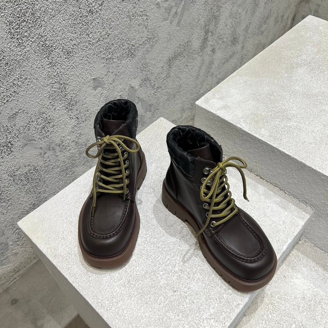 HADDOCK LACE-UP ANKLE BOOT IN CHOCOLATE BROWN CALFSKIN - 35