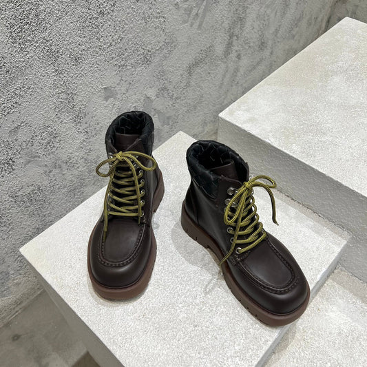 HADDOCK LACE-UP ANKLE BOOT IN CHOCOLATE BROWN CALFSKIN - 35