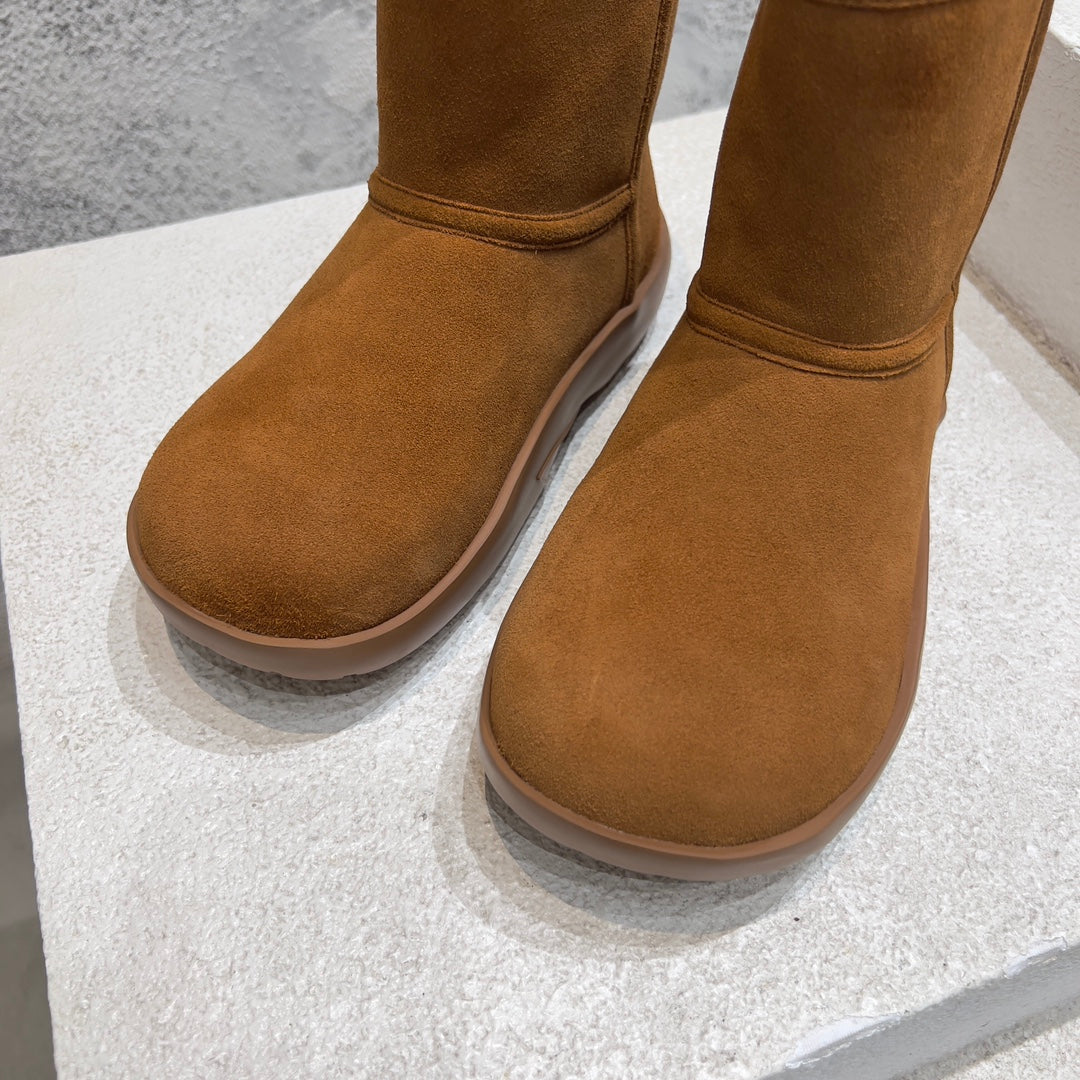 SNAP ANKLE BOOT IN BRONZE BROWN SUEDE AND SHEARLING LINING - 35