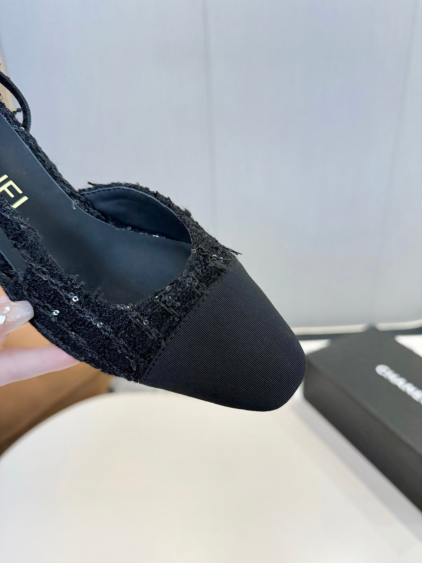 CC SLINGBACK 25S 65 MM IN BLACK TWEED MIX SEQUINS - 35