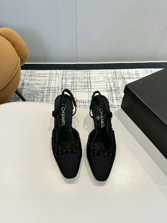 CC SLINGBACK 25S 65 MM IN BLACK TWEED MIX SEQUINS - 35